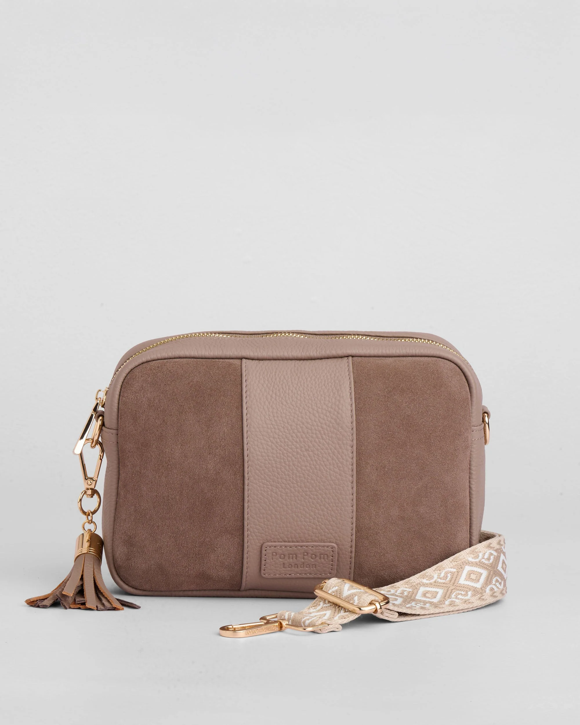 City Suede & Leather Bag Mocha - Image 3