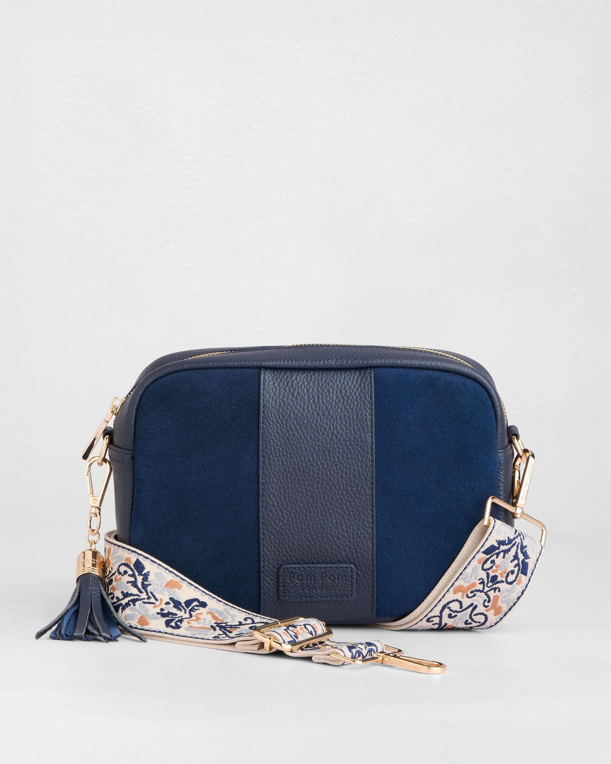 City Suede & Leather Bag Navy - Image 3