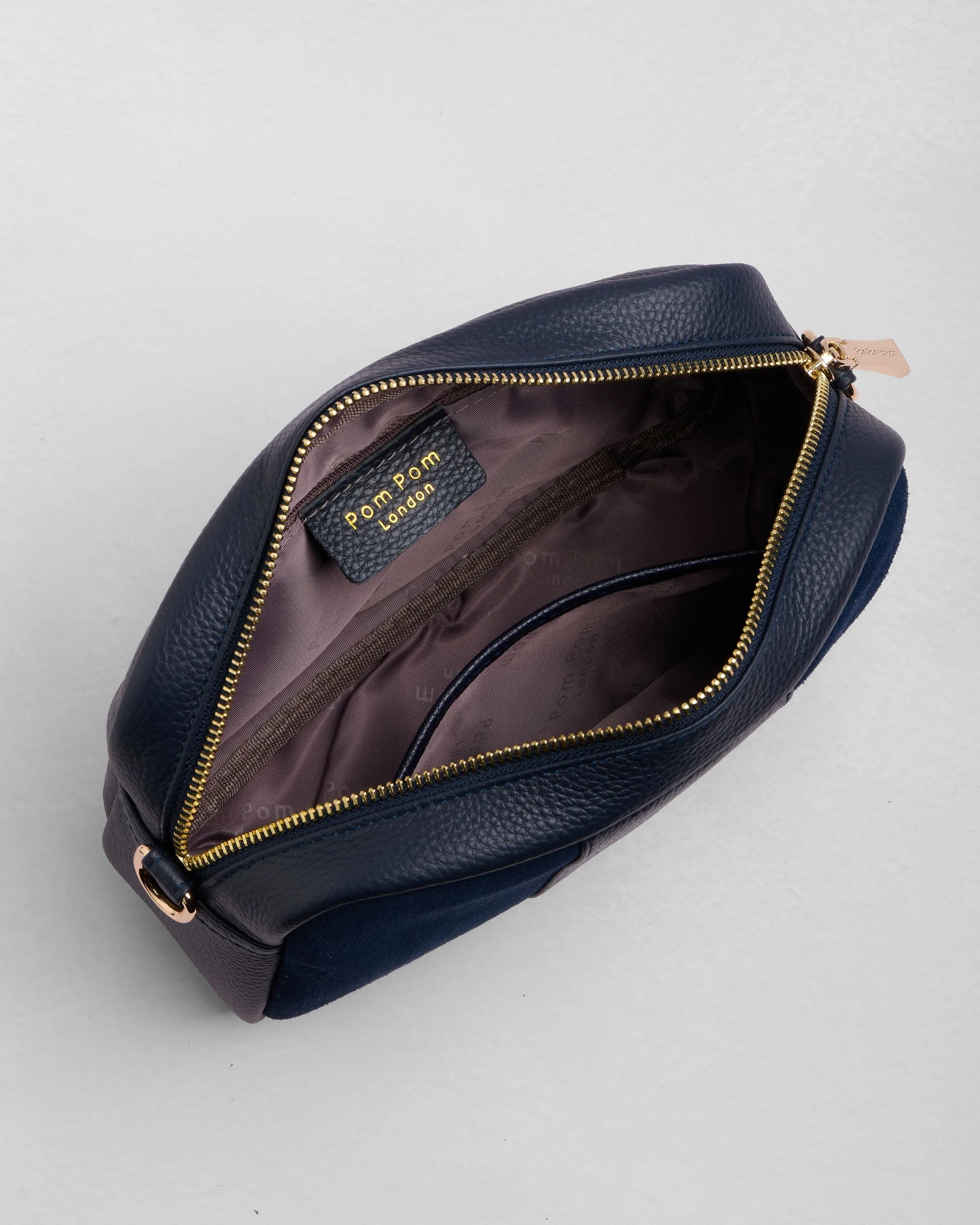 City Suede & Leather Bag Navy - Image 5