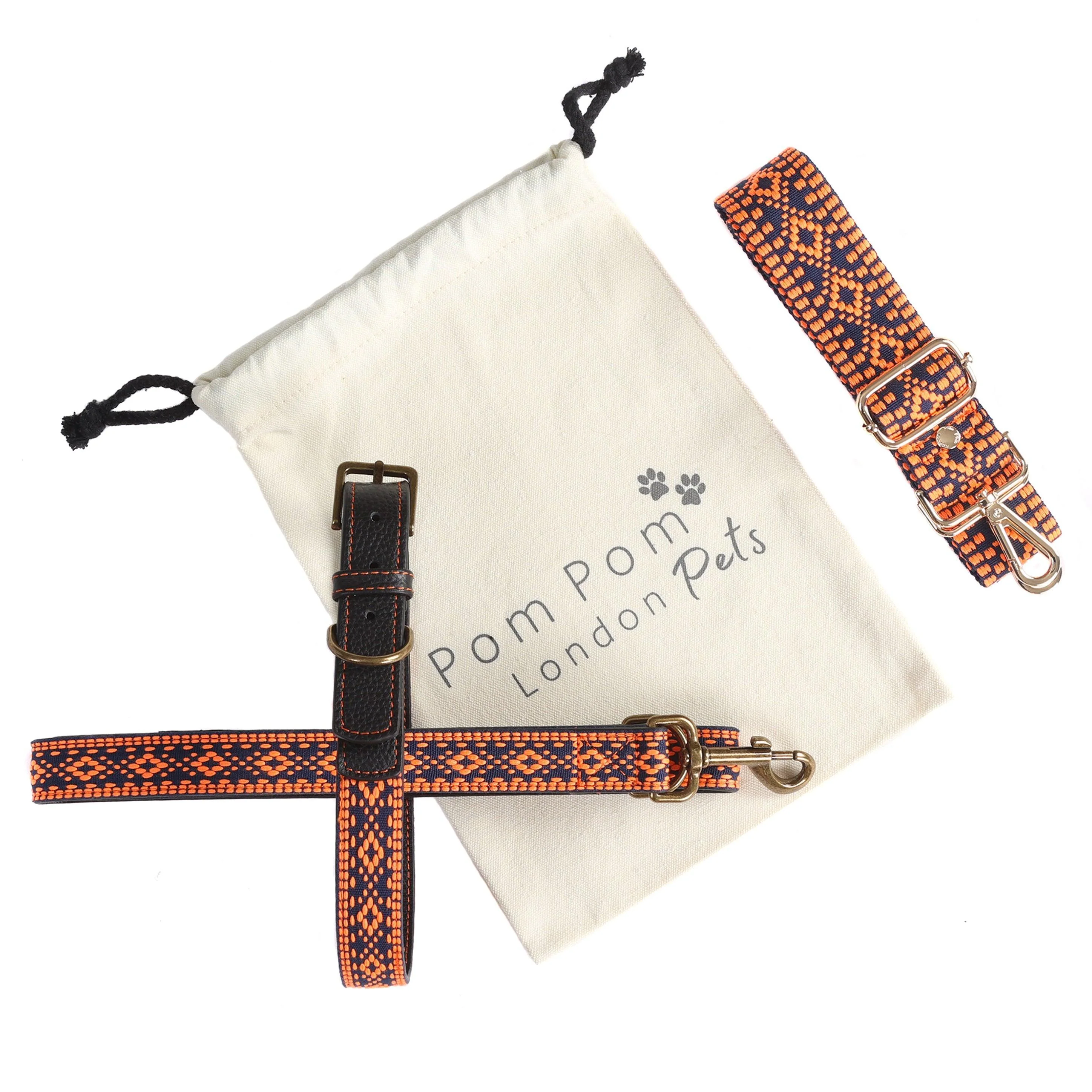 Collar and Lead Set - Orange & Navy - Image 4