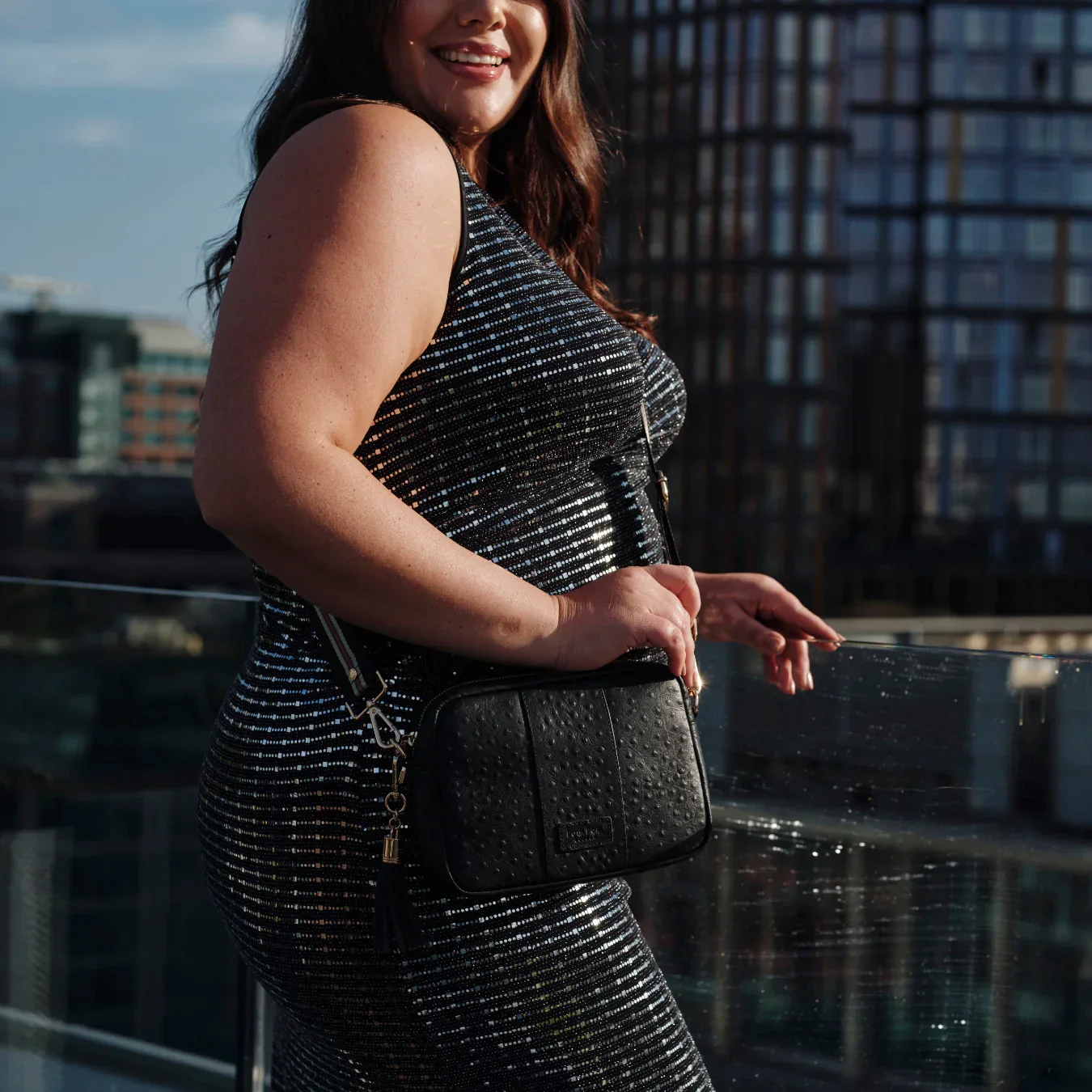 Pom Pom London City Bag Ostrich Black - Image 2