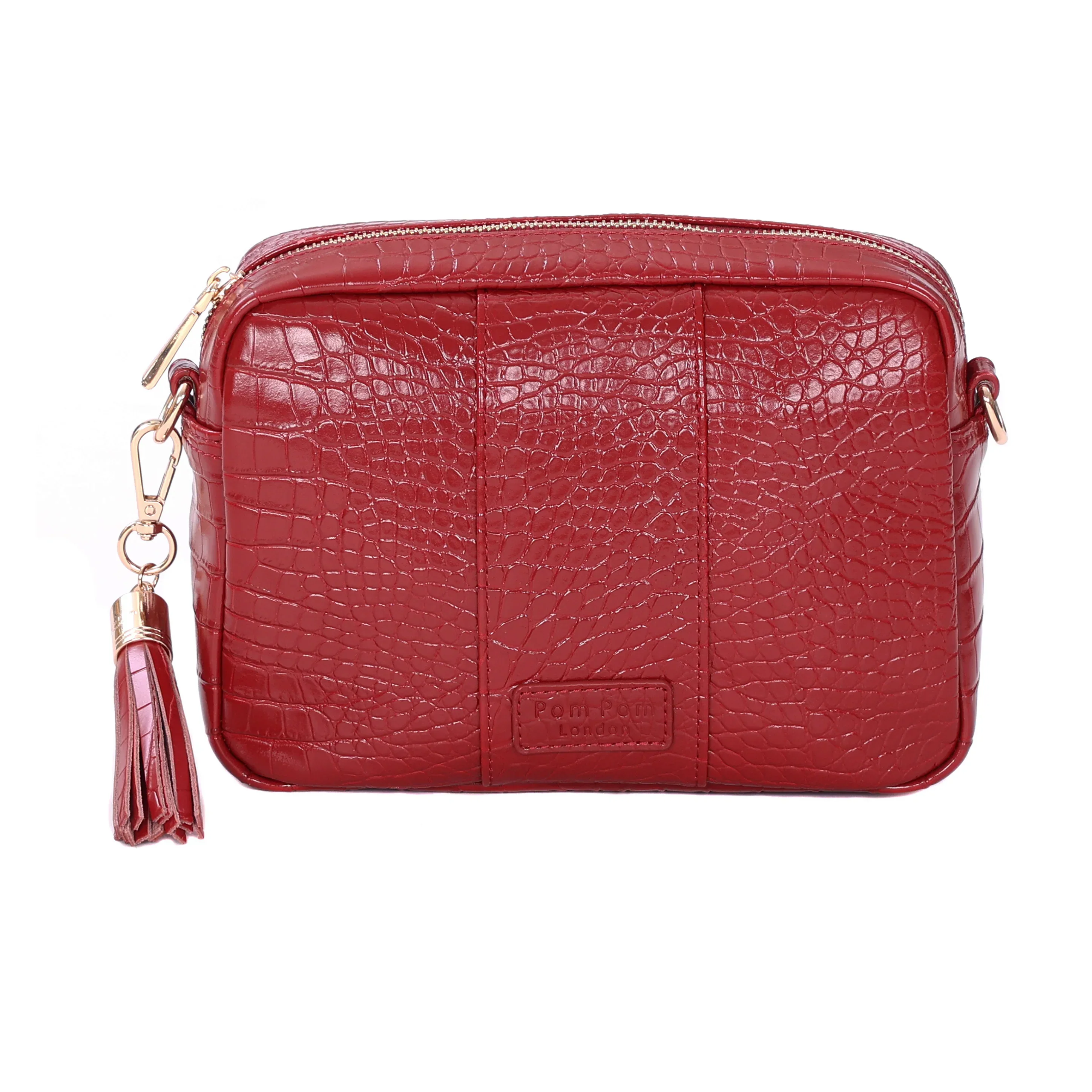 Pom Pom London City Bag Croc Berry Red