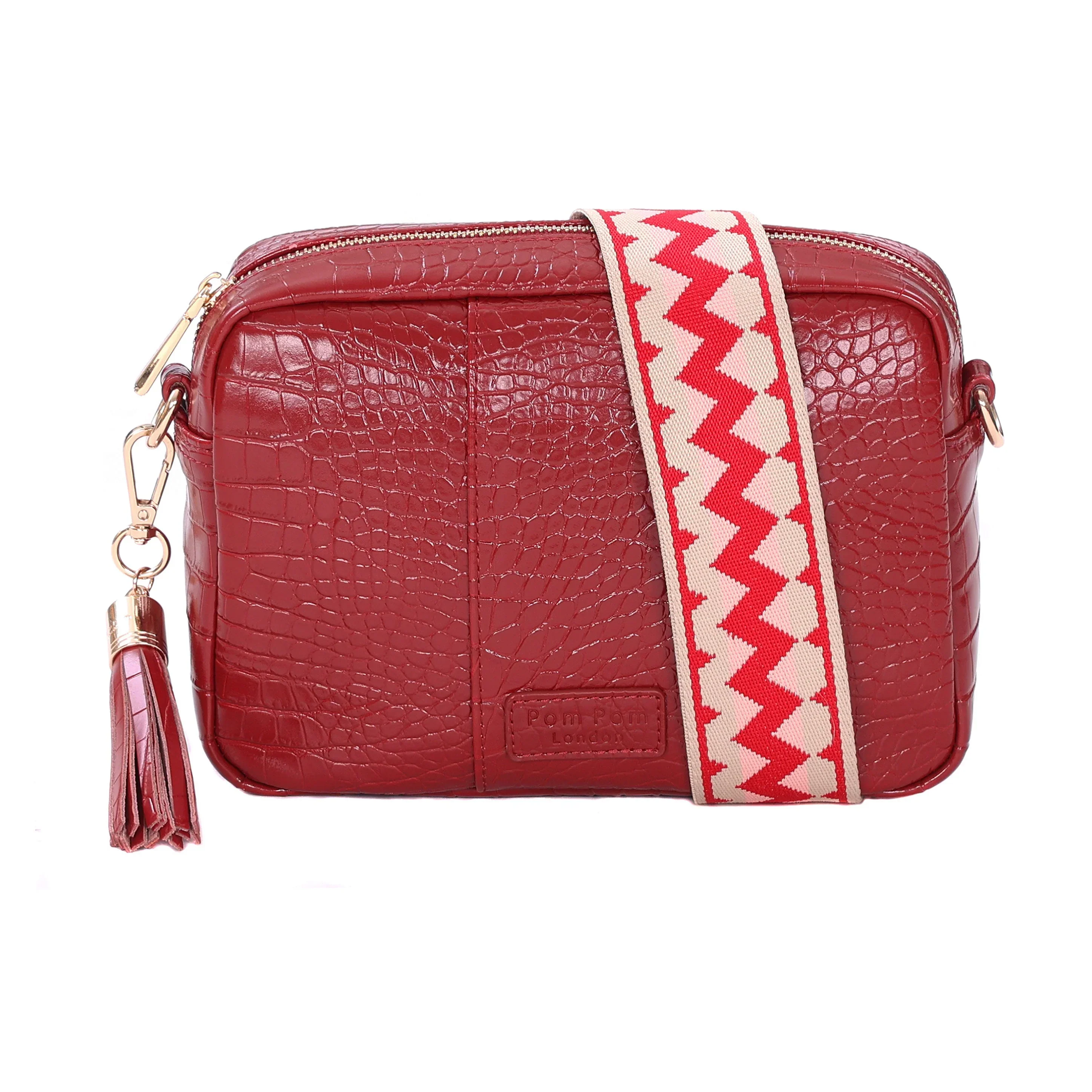 Pom Pom London City Bag Croc Berry Red - Image 2