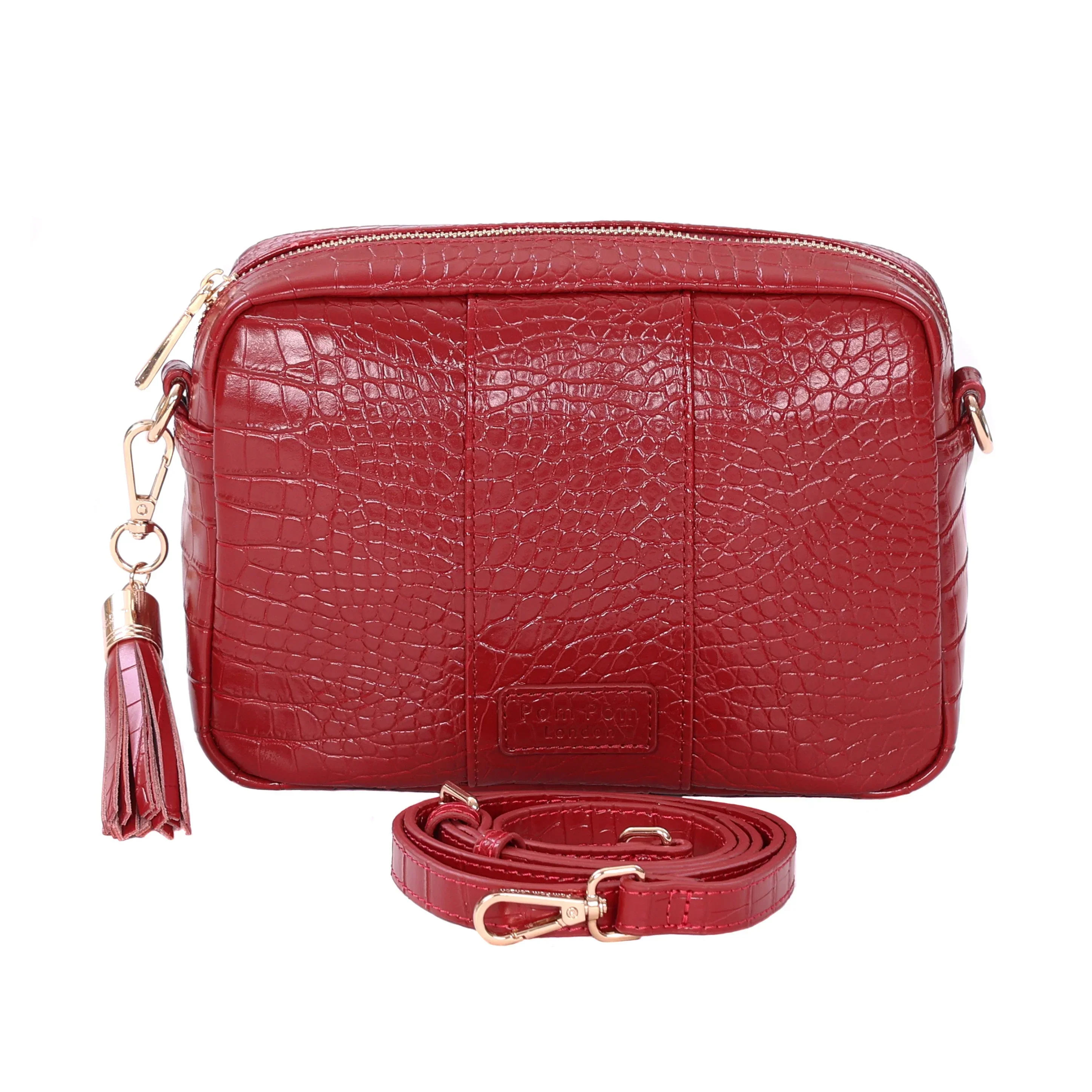 Pom Pom London City Bag Croc Berry Red - Image 3