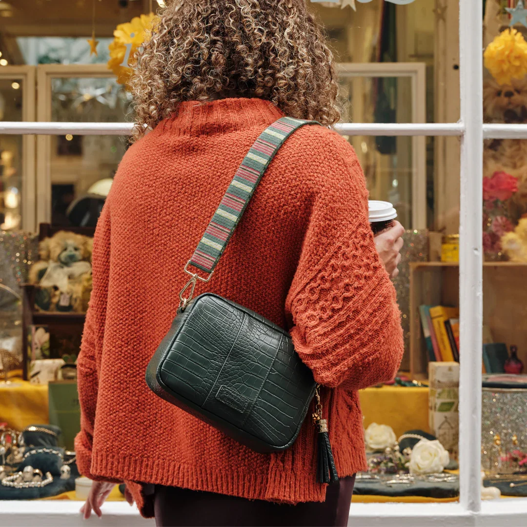 Pom Pom London City Bag Croc Pine Green - Image 5