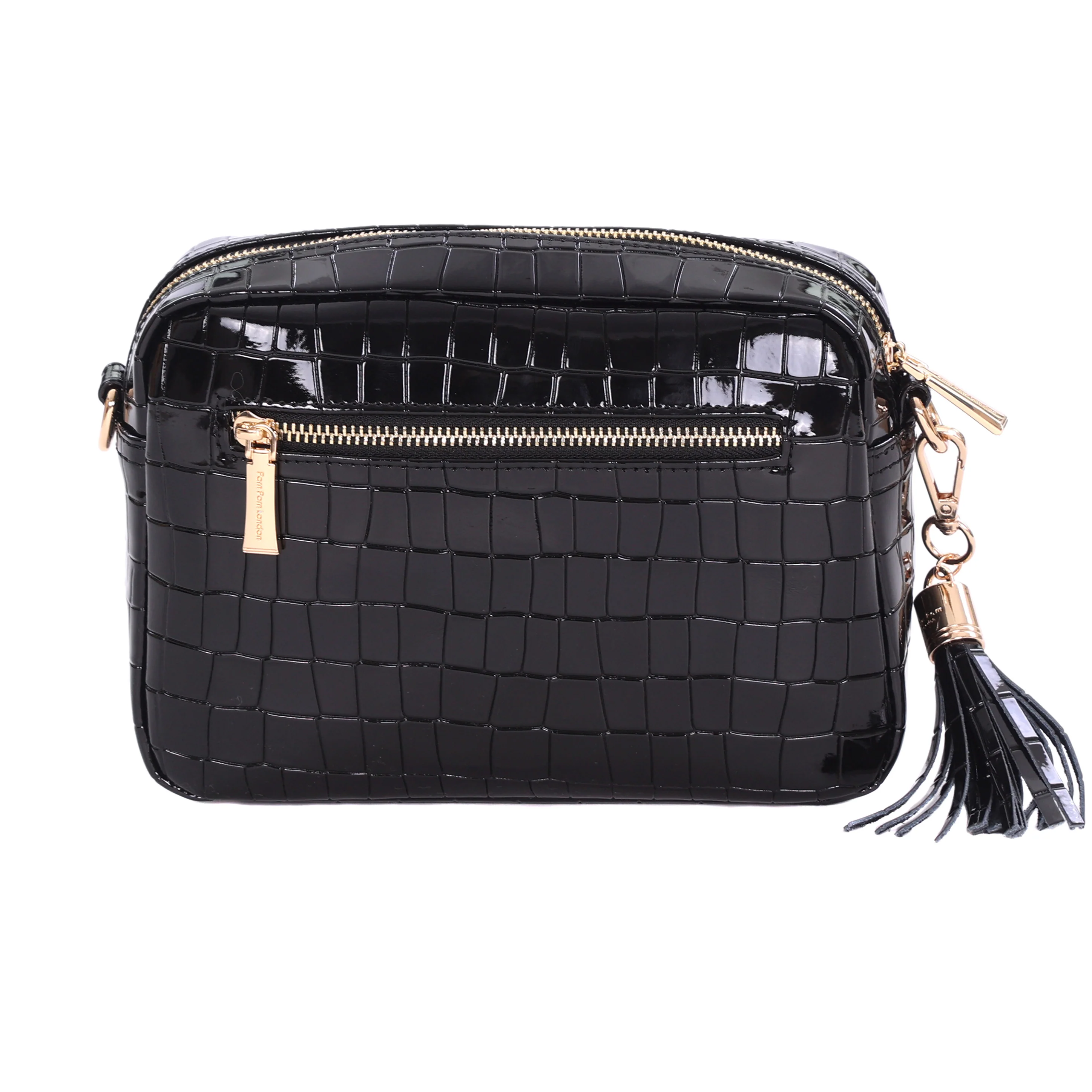 Pom Pom London City Bag Patent Croc Black - Image 4