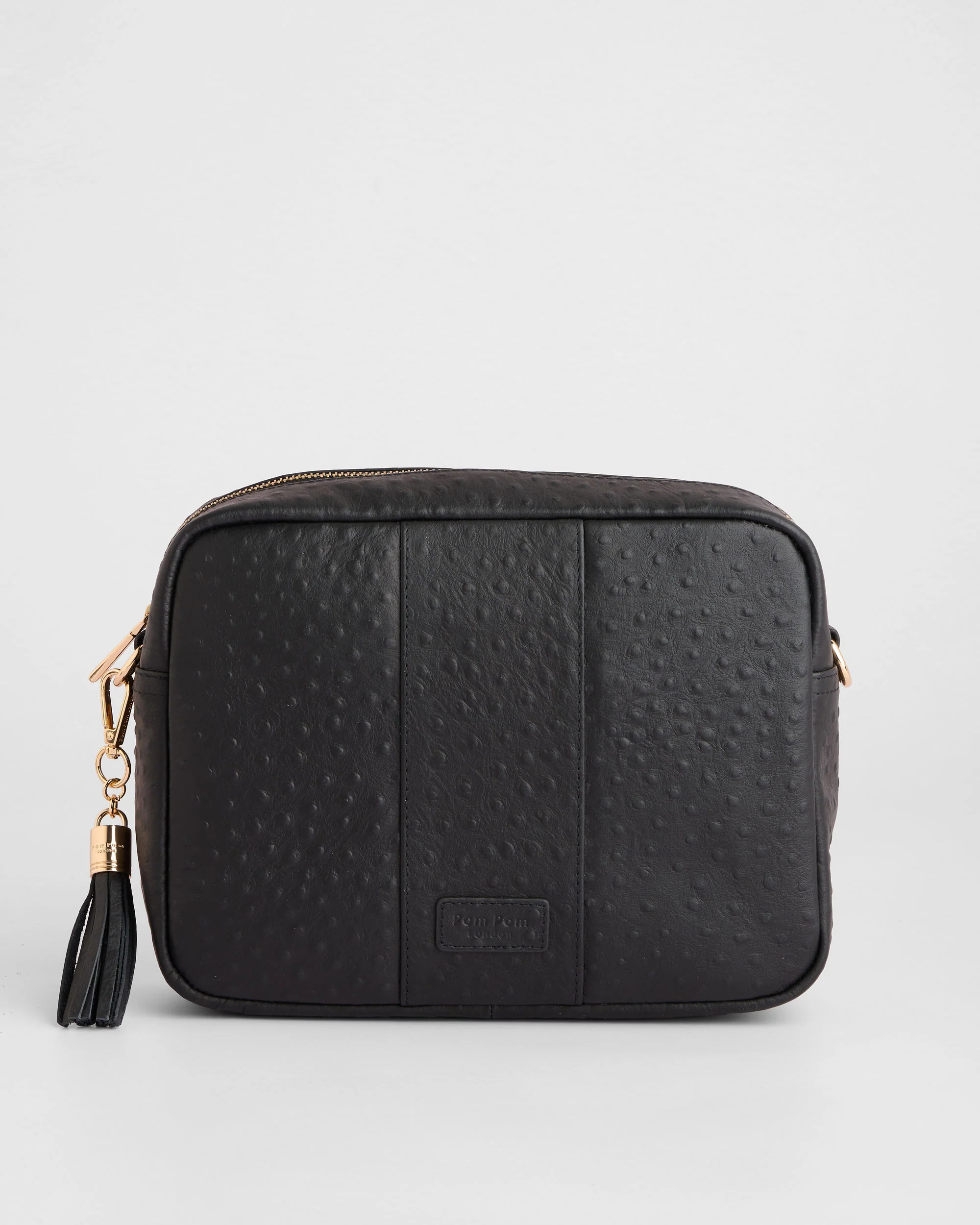 Pom Pom London City Plus Bag Ostrich Black