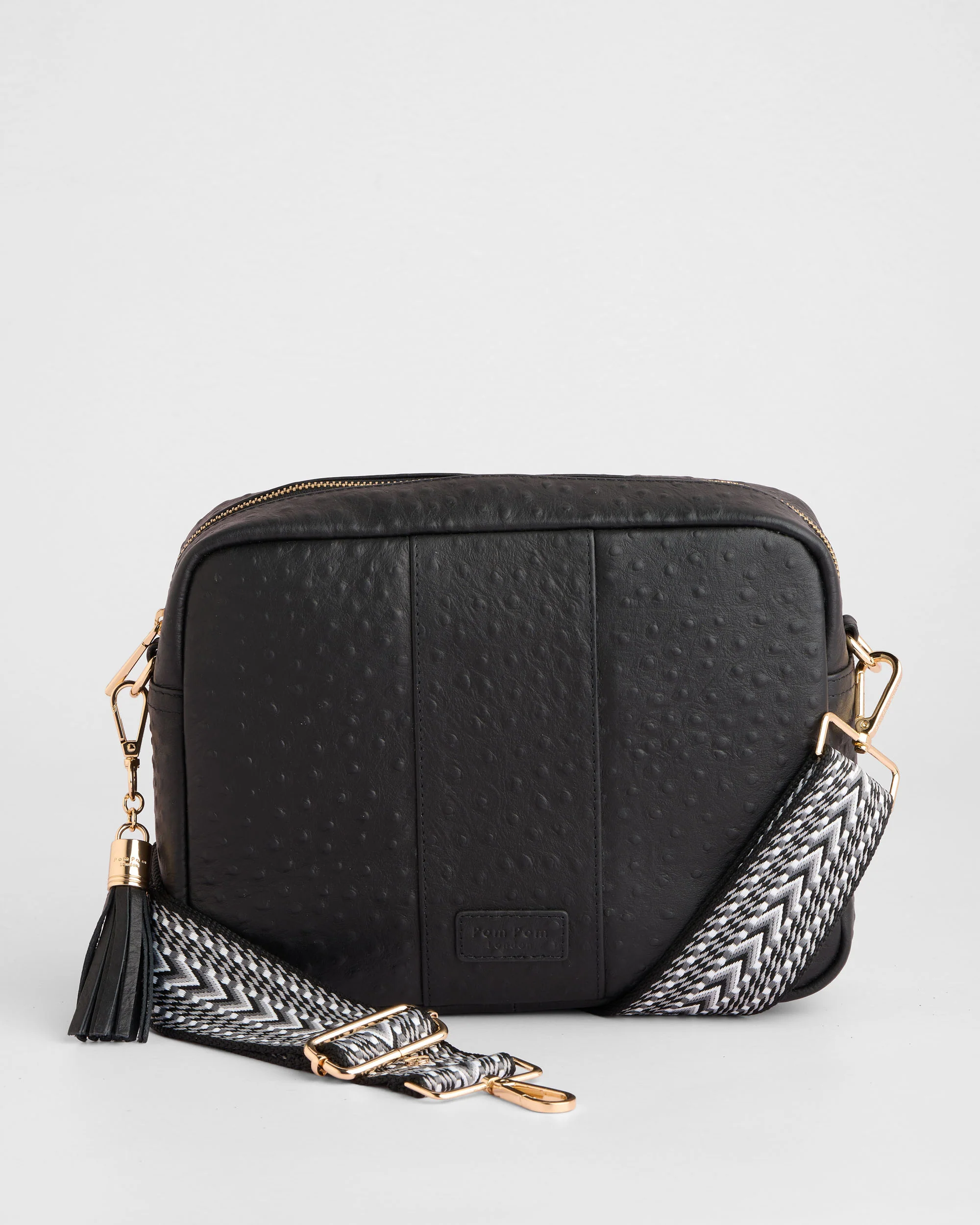 Pom Pom London City Plus Bag Ostrich Black - Image 4
