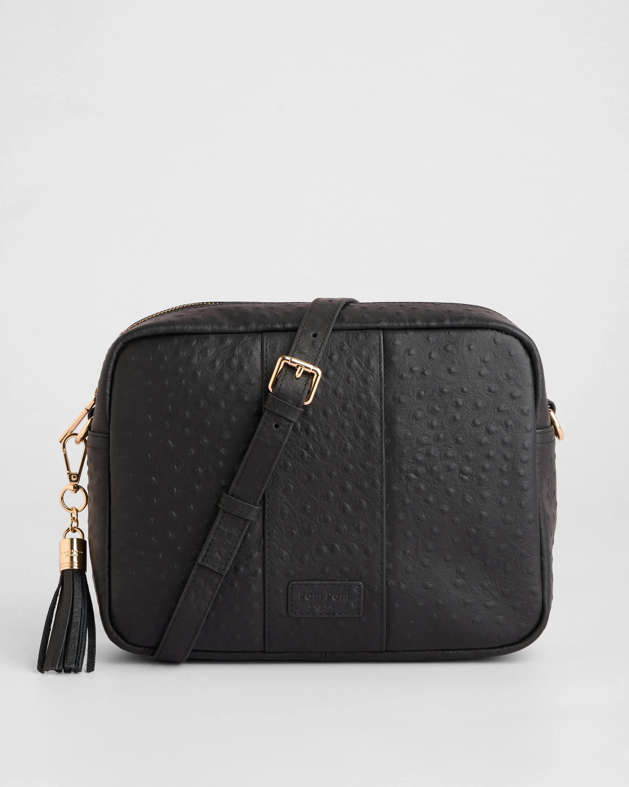 Pom Pom London City Plus Bag Ostrich Black - Image 5