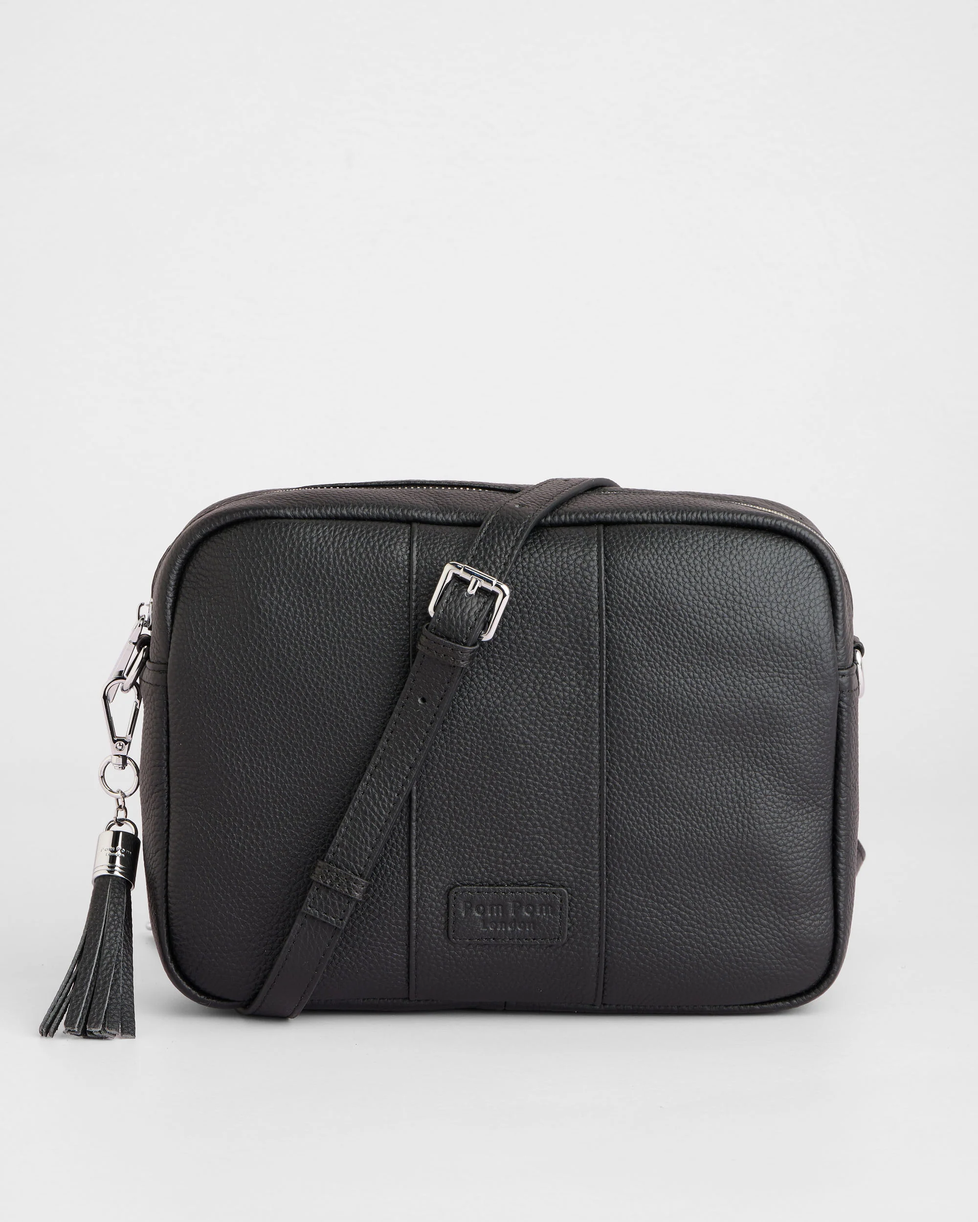 Pom Pom London City Plus Bag Black Silver Hardware - Image 4