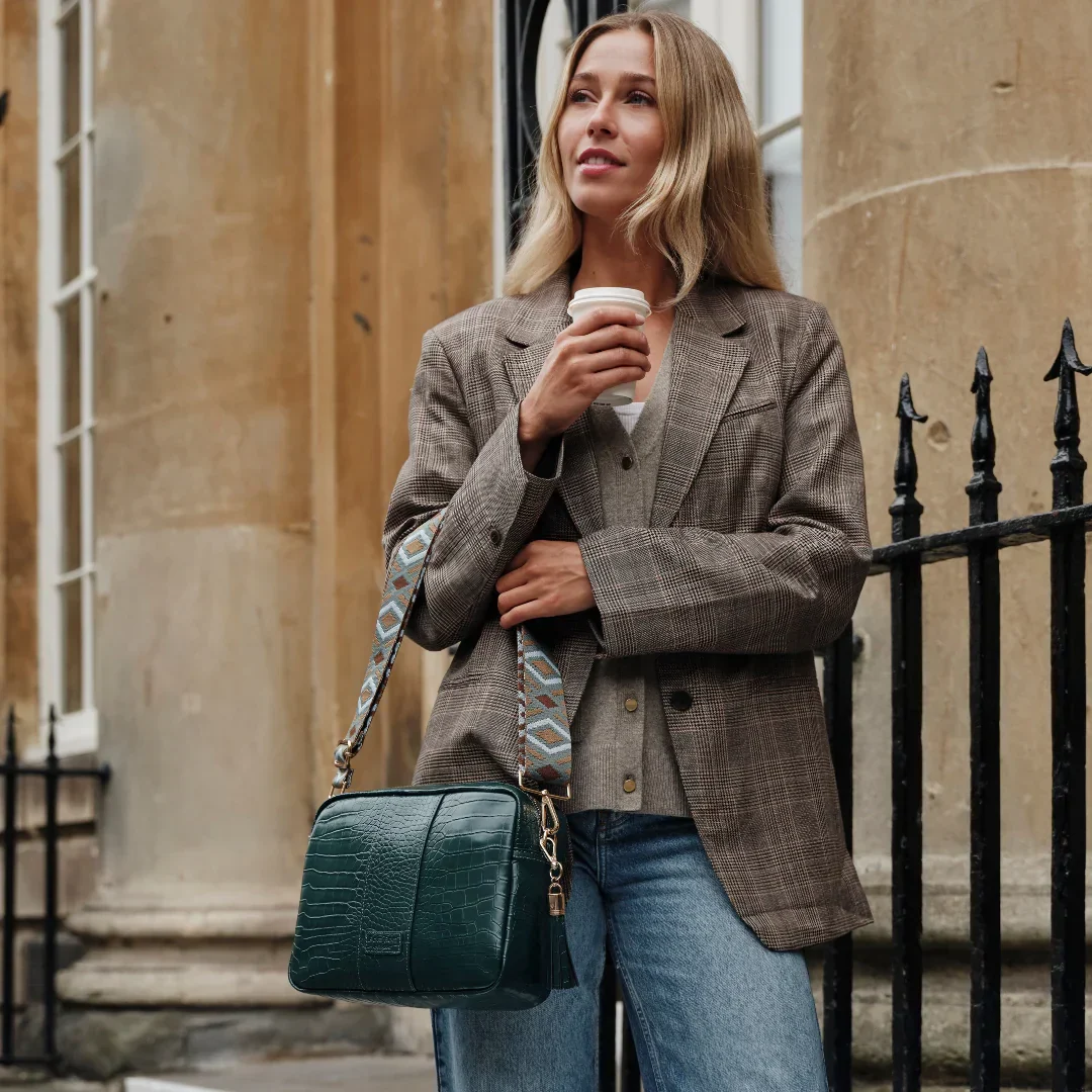 Pom Pom London City Plus Bag Croc Marine Blue - Image 2