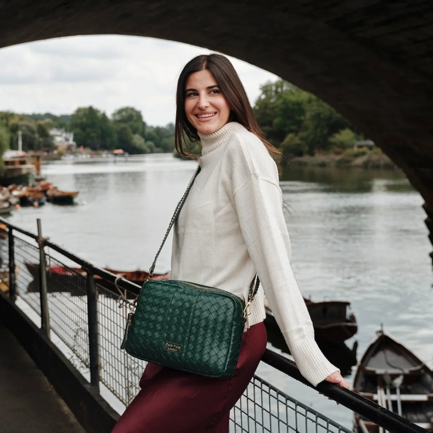 Pom Pom London City Plus Bag Lattice Green - Image 2