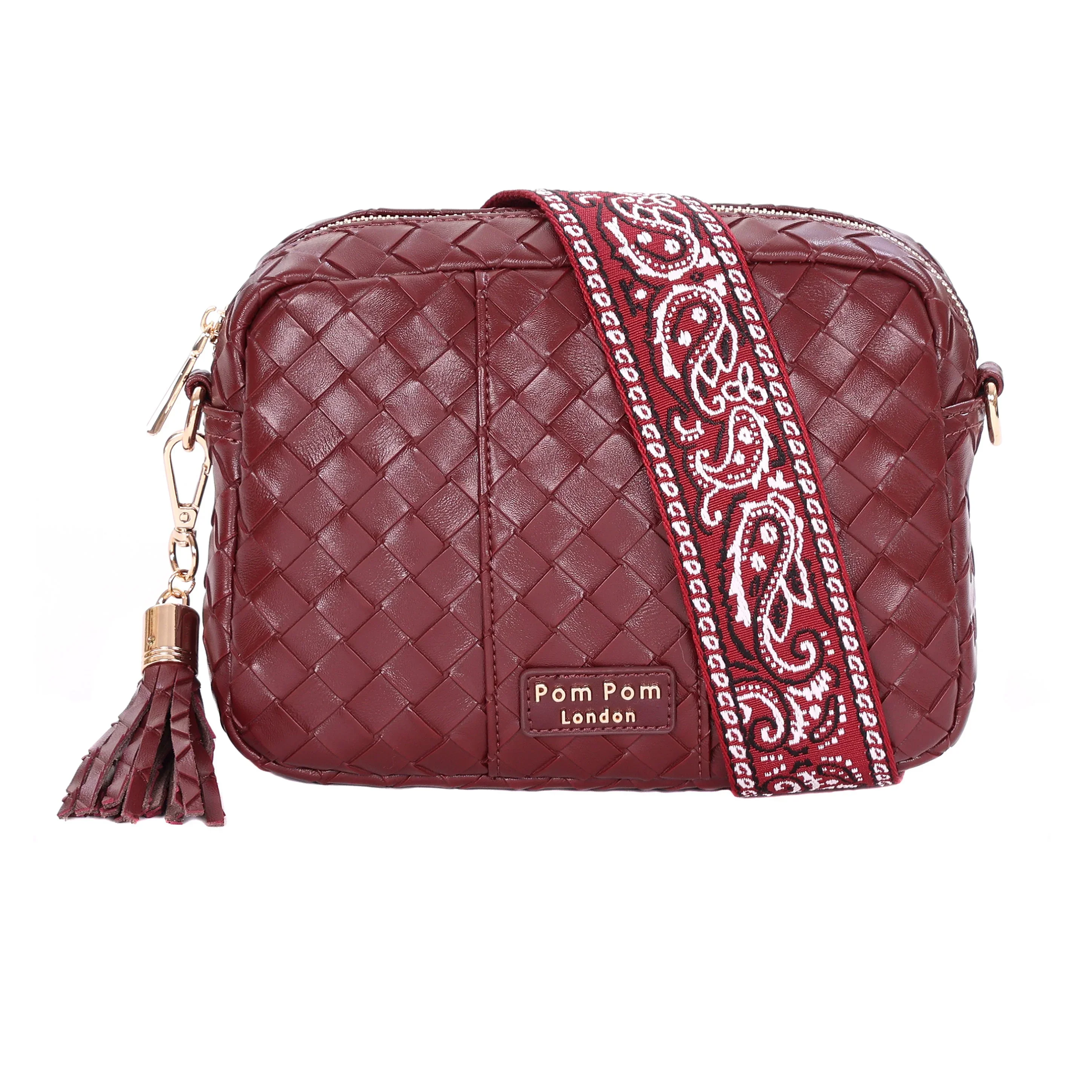 Pom Pom London City Plus Bag Lattice Wine - Image 3