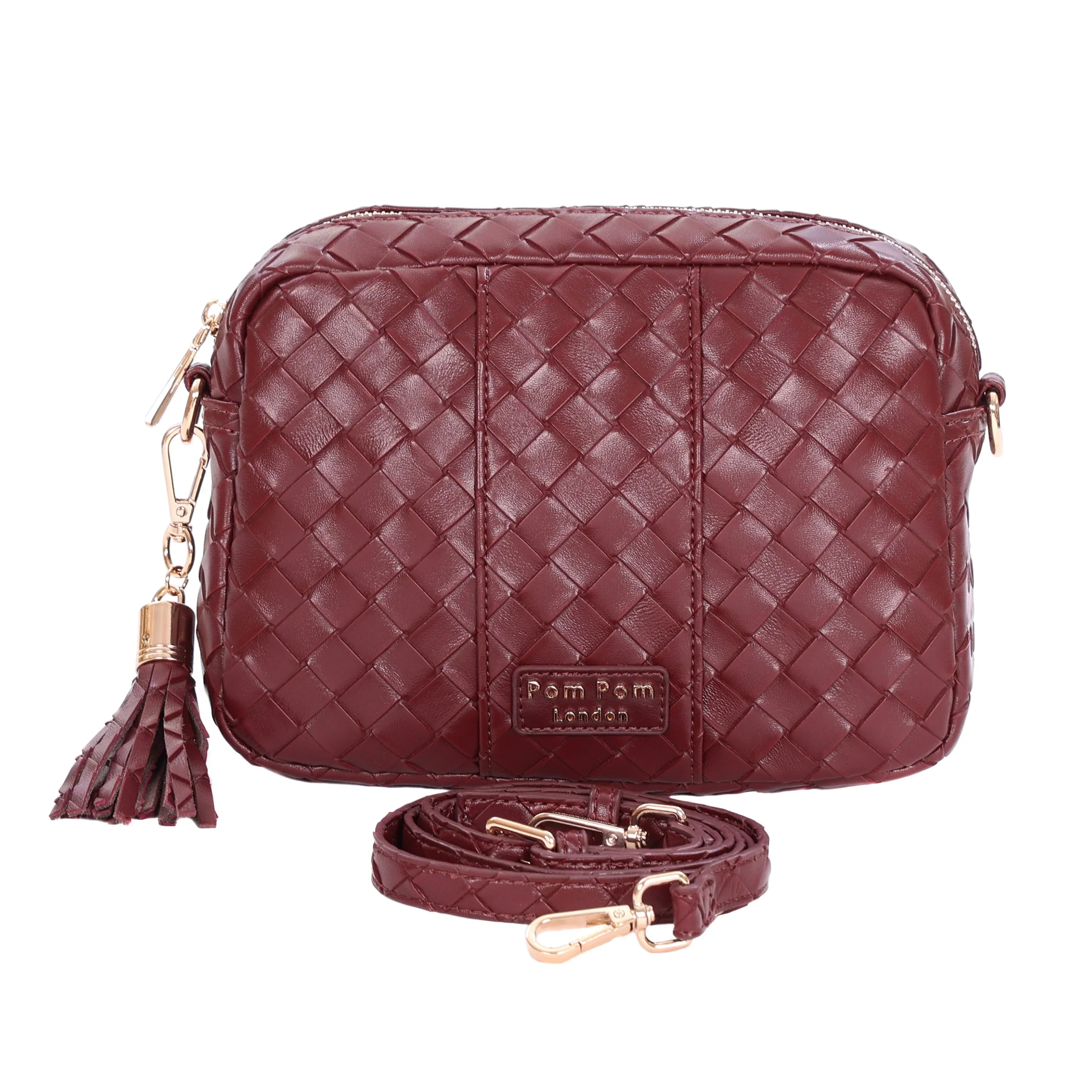 Pom Pom London City Plus Bag Lattice Wine - Image 4