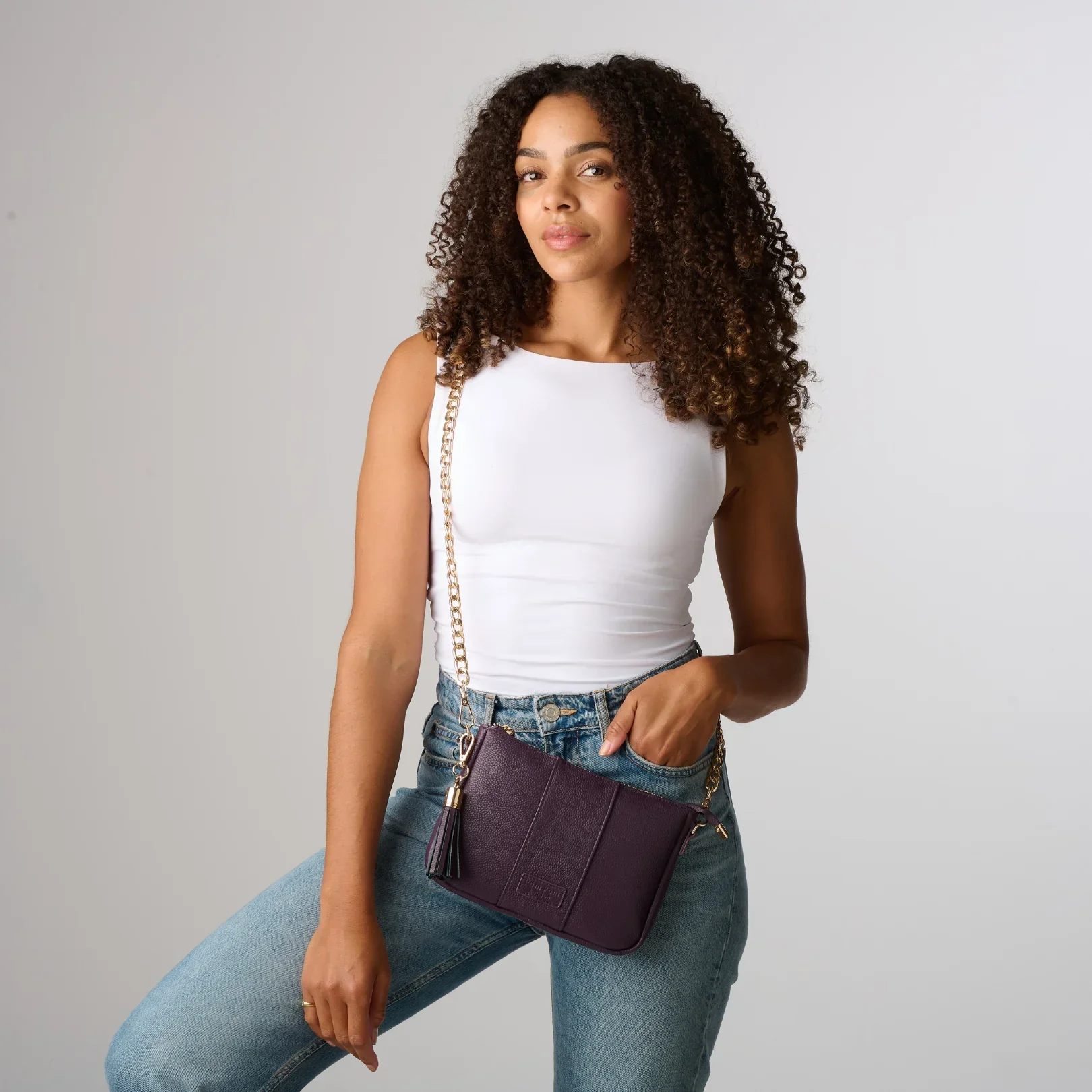 Pom Pom London City Slim Bag Purple Nightshade - Image 6