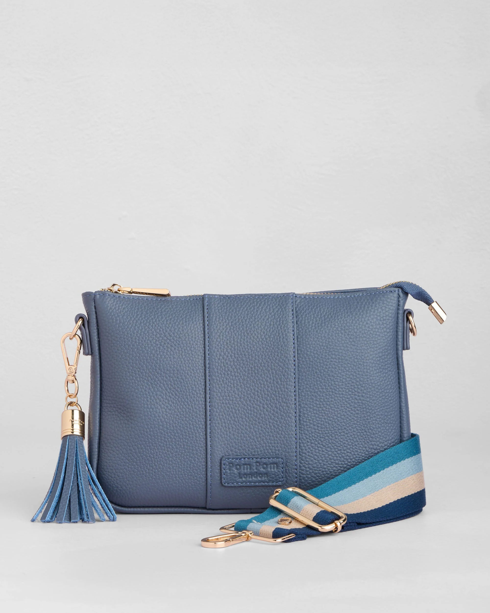 Pom Pom London City Slim Bag Slate Blue - Image 2