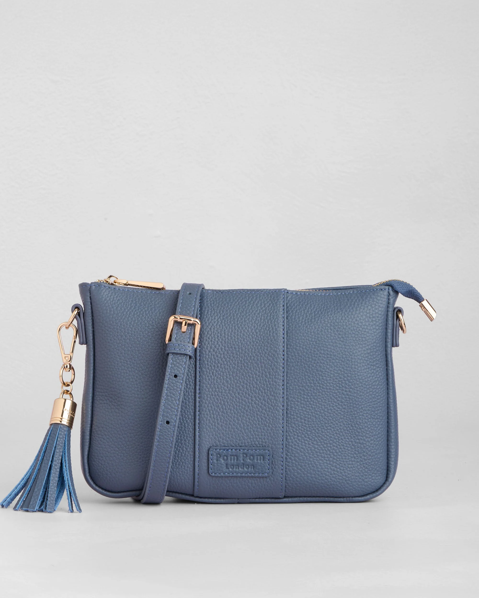 Pom Pom London City Slim Bag Slate Blue - Image 3