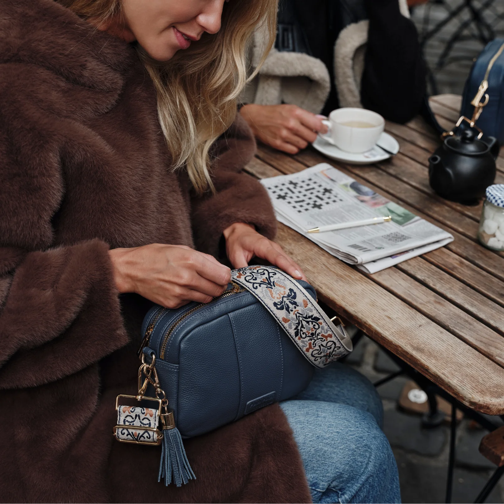 Pom Pom London City Duo Bag Slate Blue - Image 2