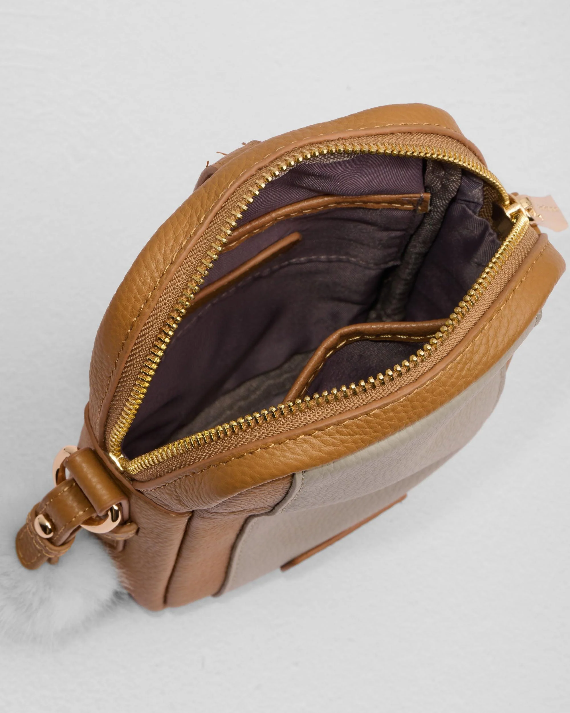 Pom Pom London Eaton Phone Bag Maple & Stone - Image 5