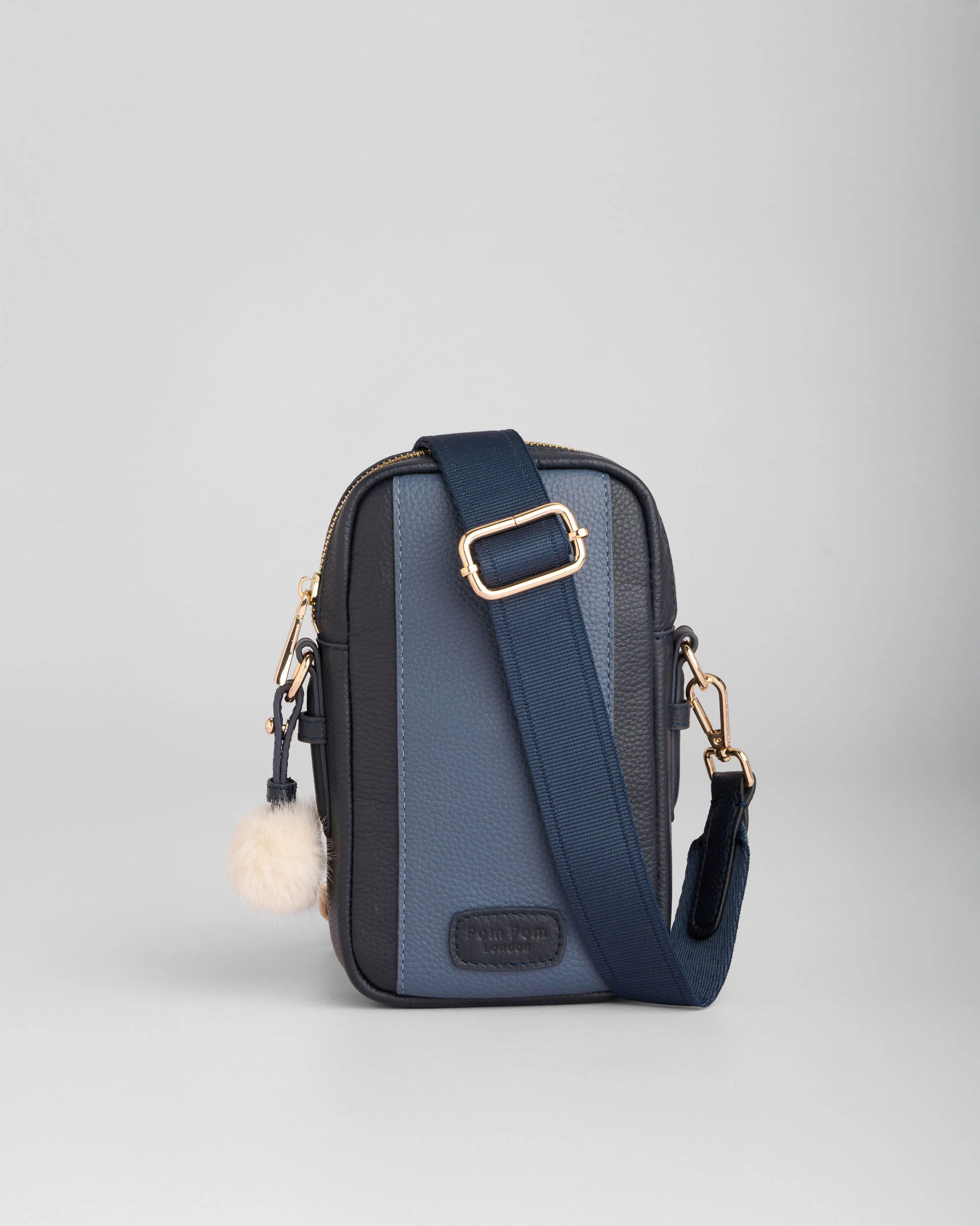 Pom Pom London Eaton Phone Bag Navy & Slate Blue - Image 4