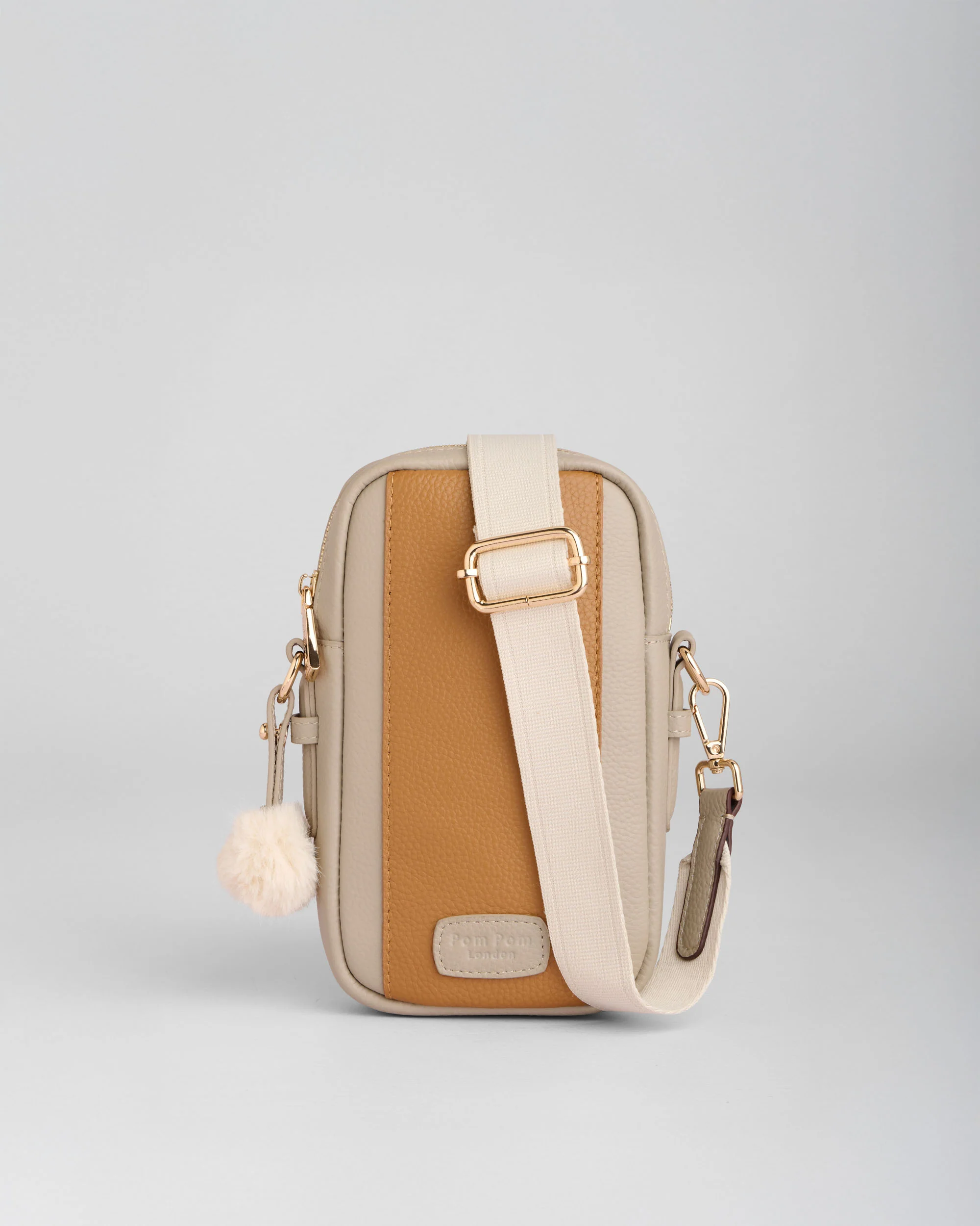 Pom Pom London Eaton Phone Bag Stone & Maple - Image 4