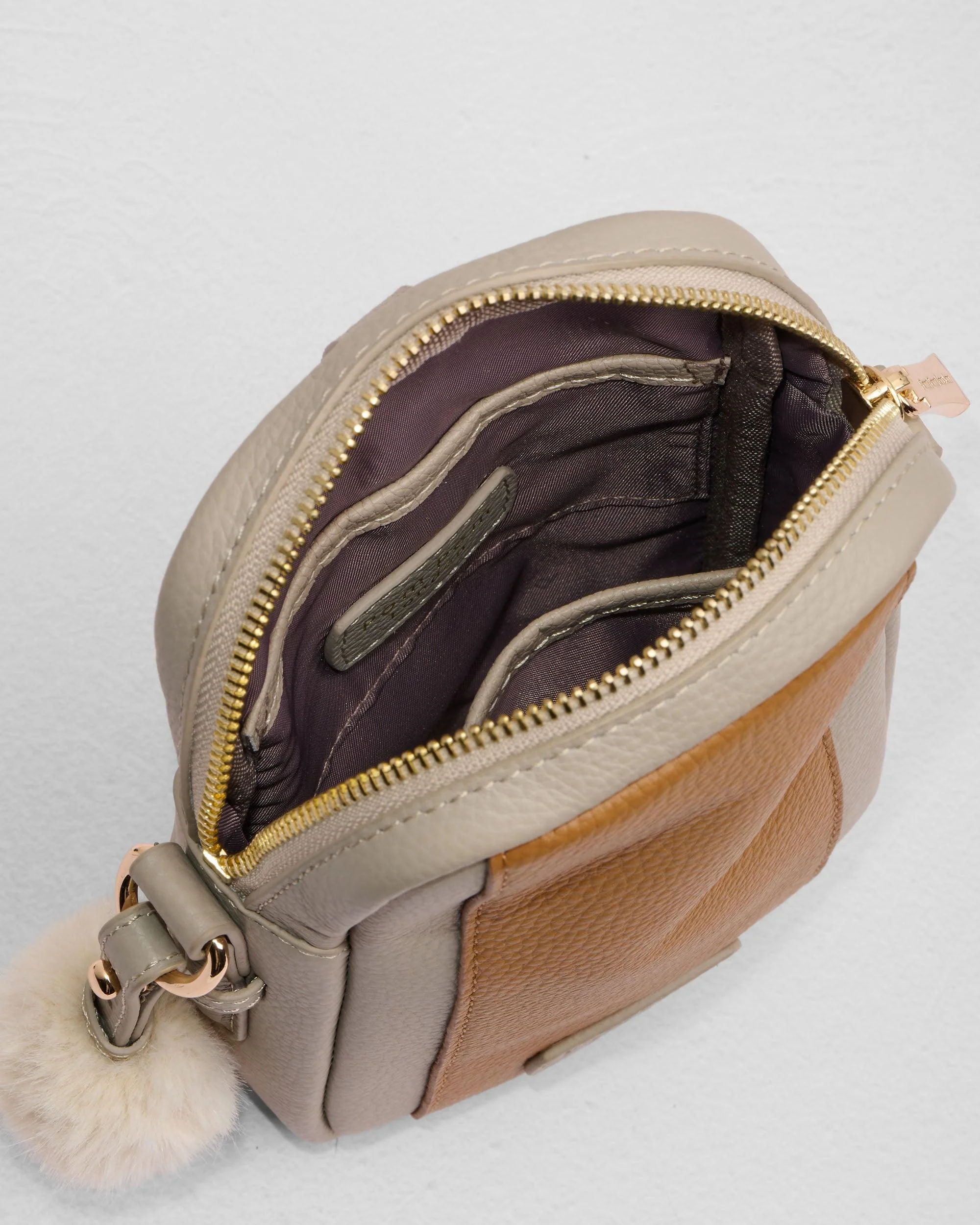 Pom Pom London Eaton Phone Bag Stone & Maple - Image 5