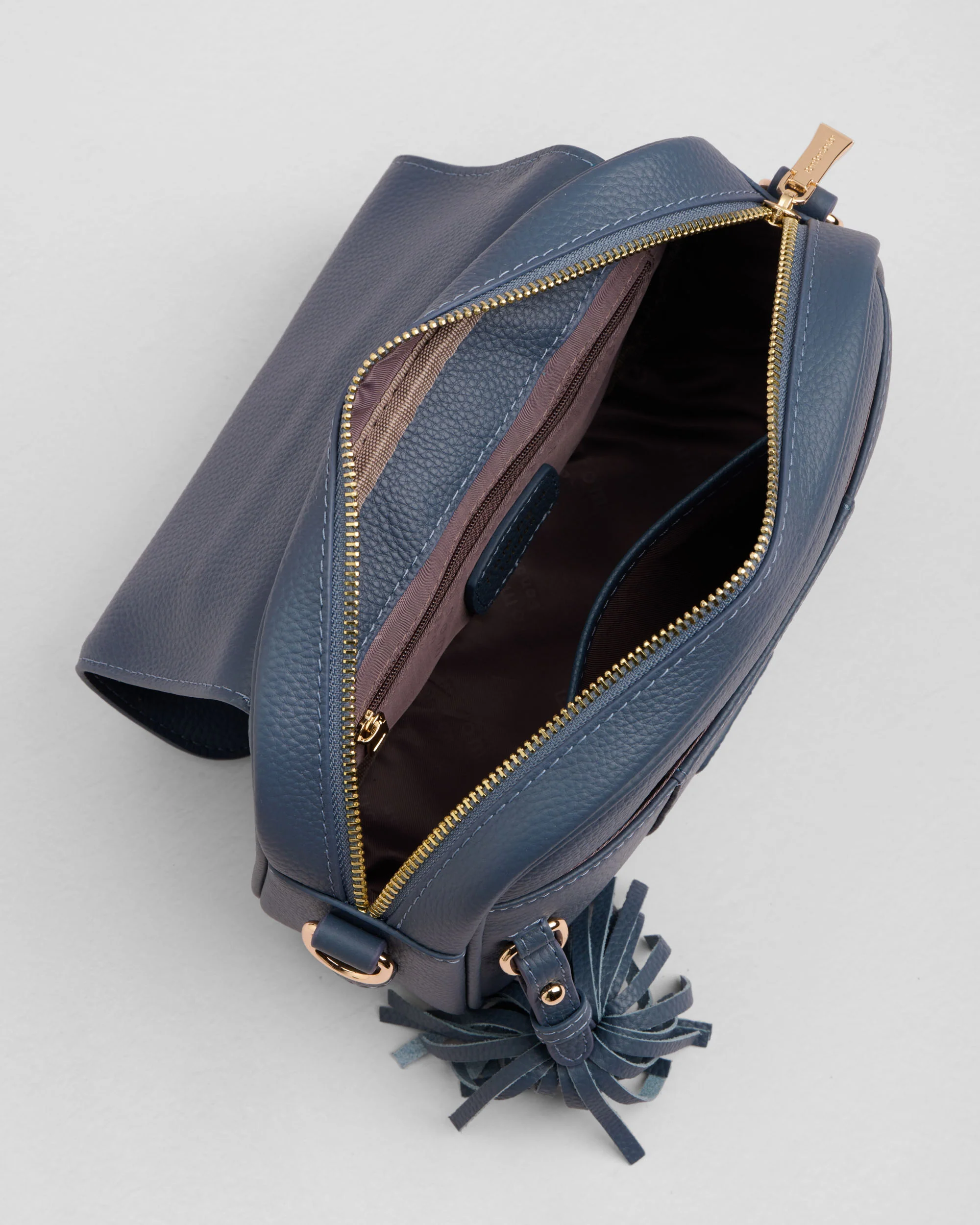 Pom Pom London Finsbury Bag Slate Blue - Image 6