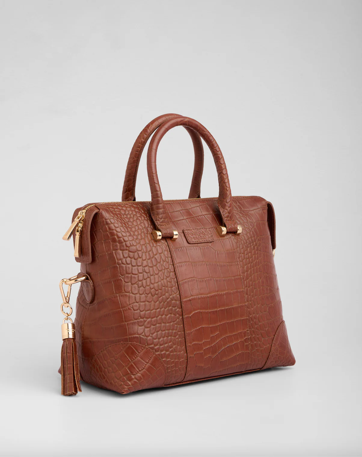 Pom Pom London Greenwich Bag Croc Chestnut