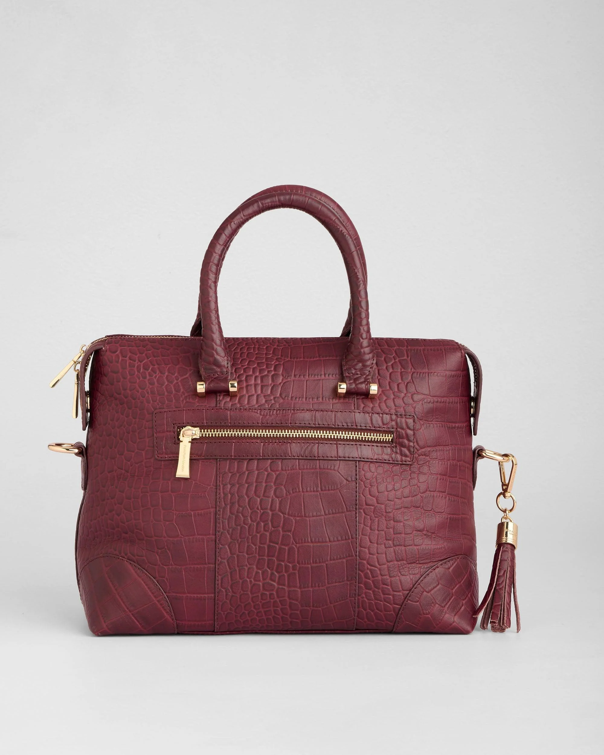 Pom Pom London Greenwich Bag Croc Red Mahogany - Image 3