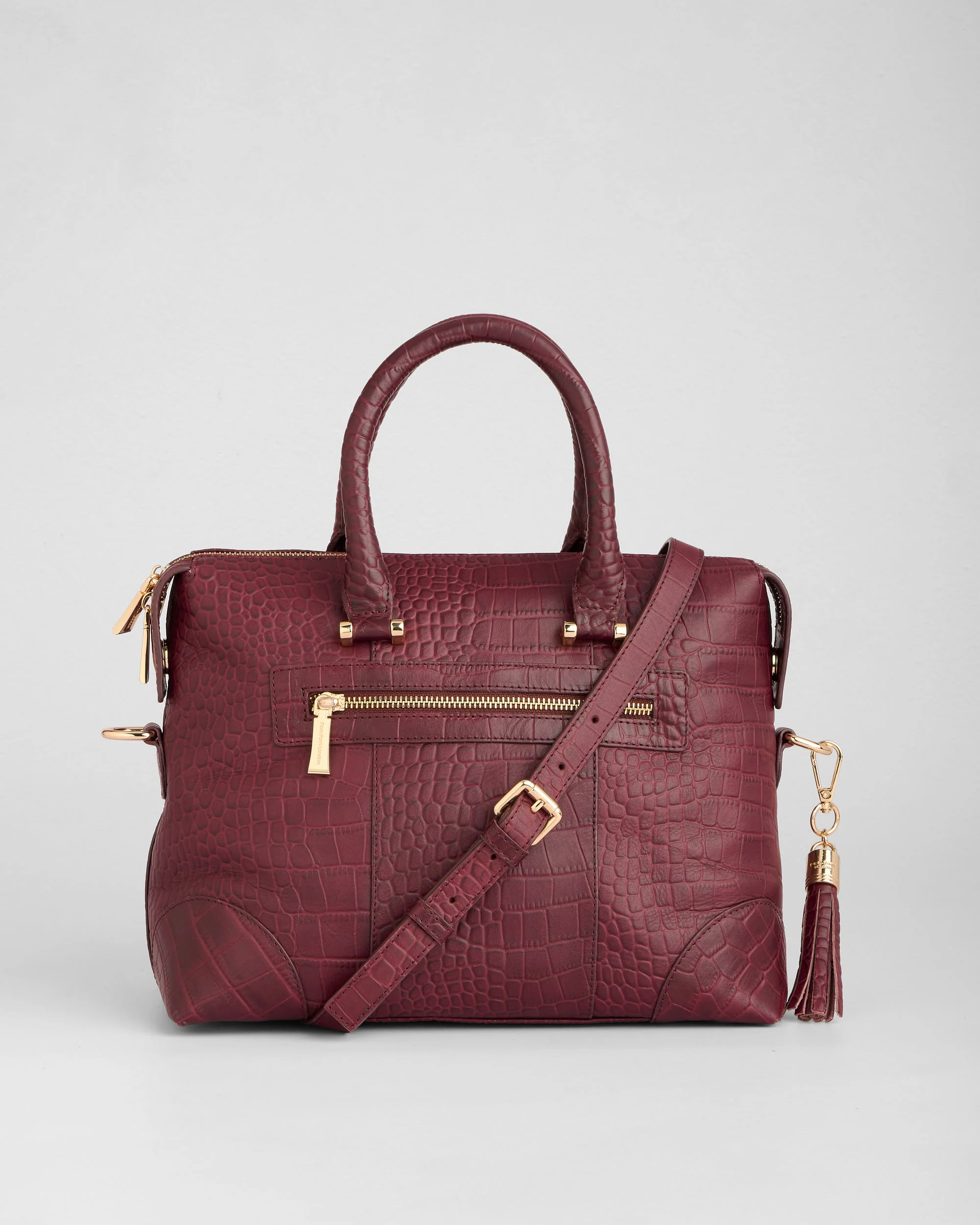 Pom Pom London Greenwich Bag Croc Red Mahogany - Image 4