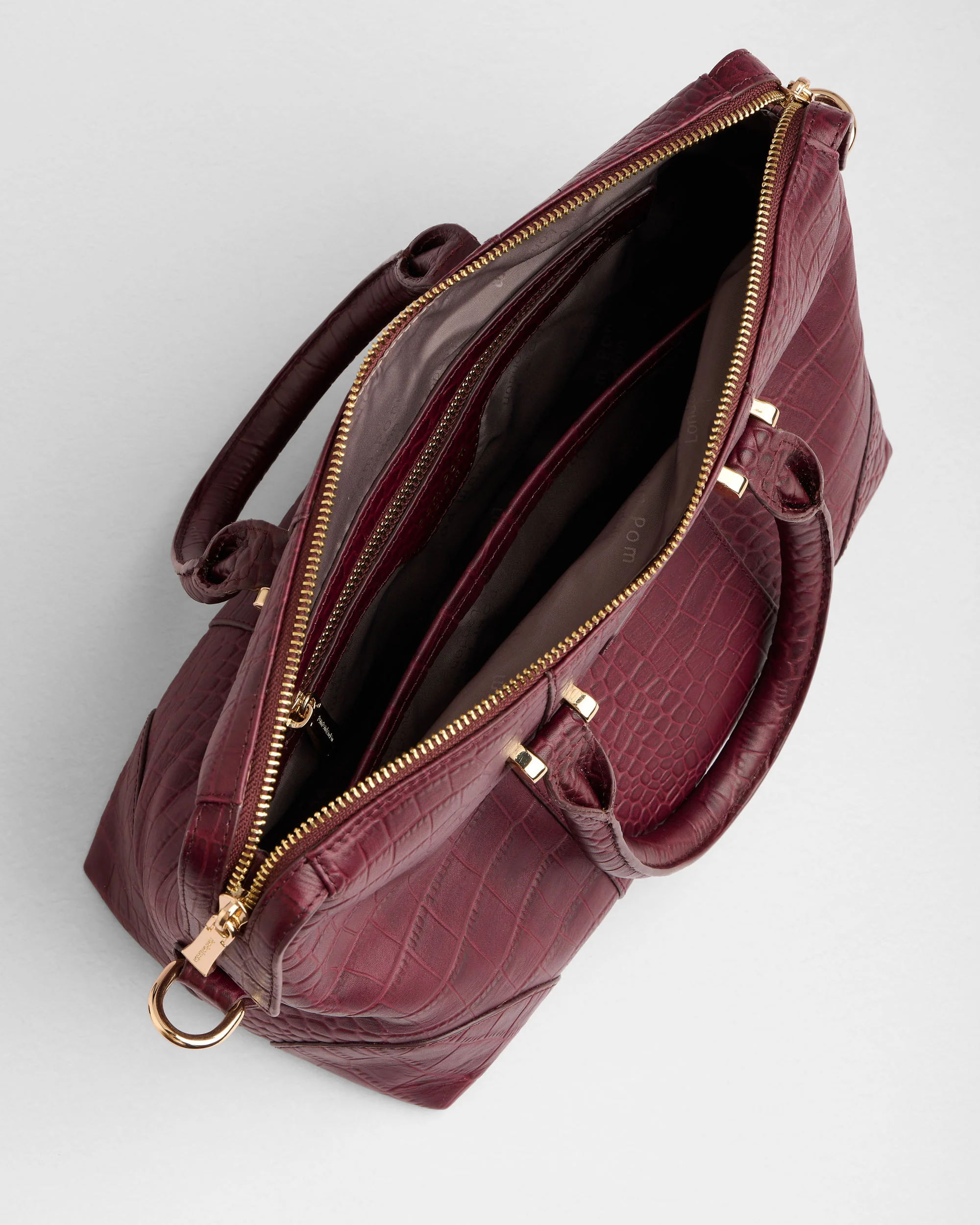 Pom Pom London Greenwich Bag Croc Red Mahogany - Image 5