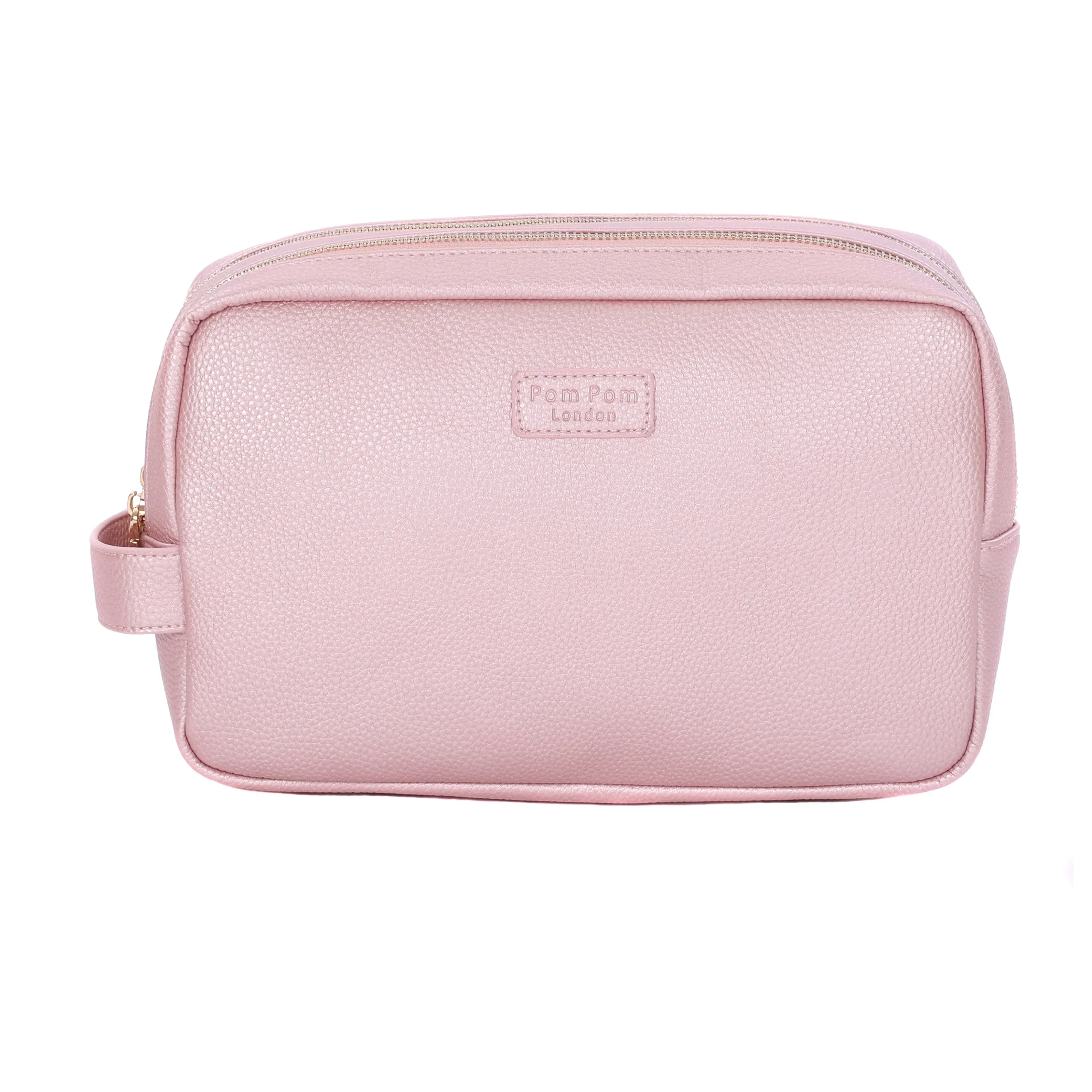 Pom Pom London Large Wash Bag Metallic Pale Pink