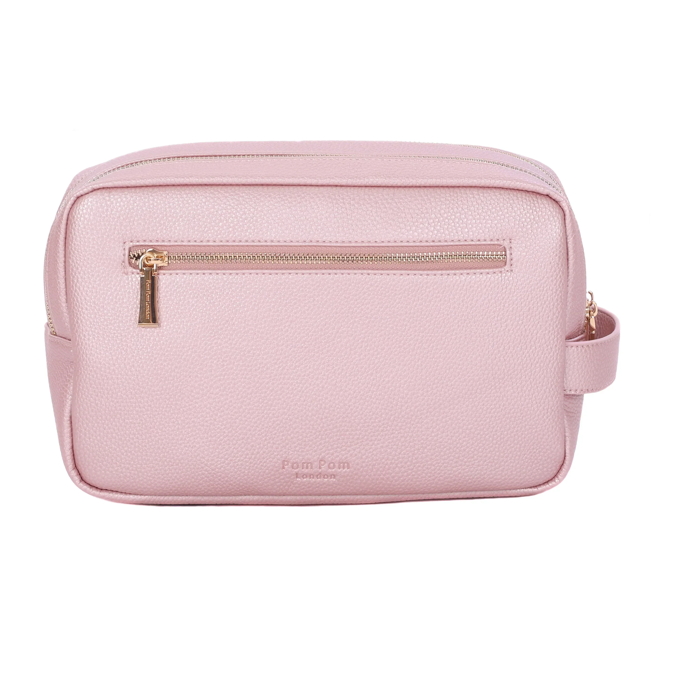 Pom Pom London Large Wash Bag Metallic Pale Pink - Image 2