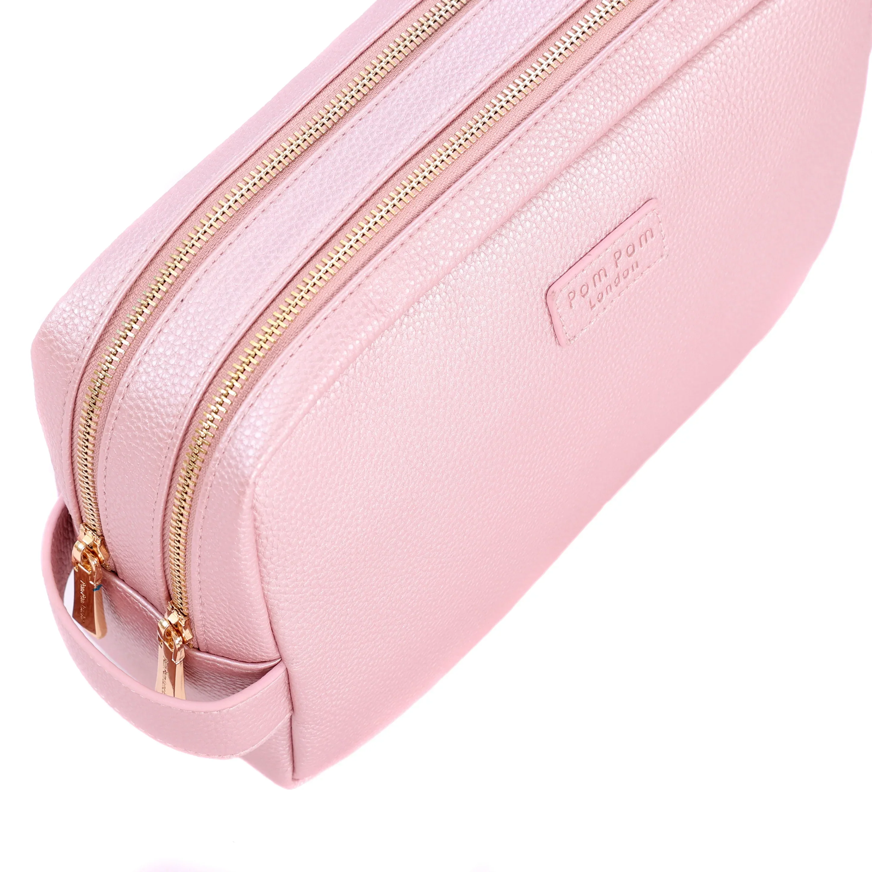 Pom Pom London Large Wash Bag Metallic Pale Pink - Image 3