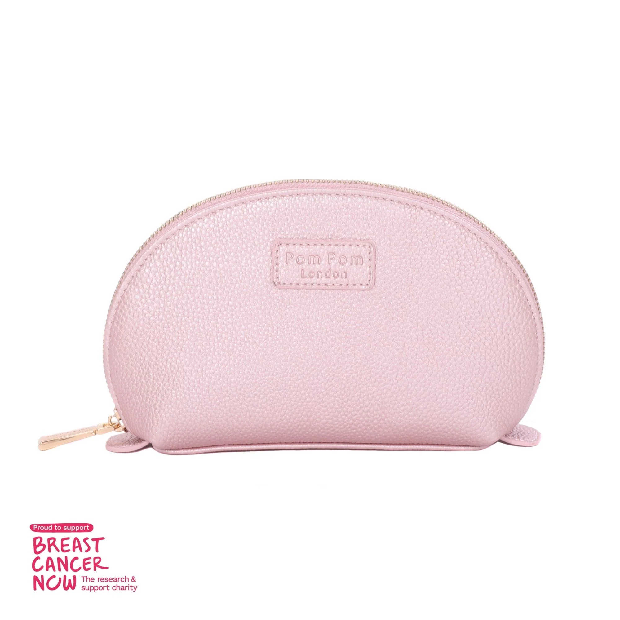Pom Pom London Make Up Bag Metallic Pale Pink