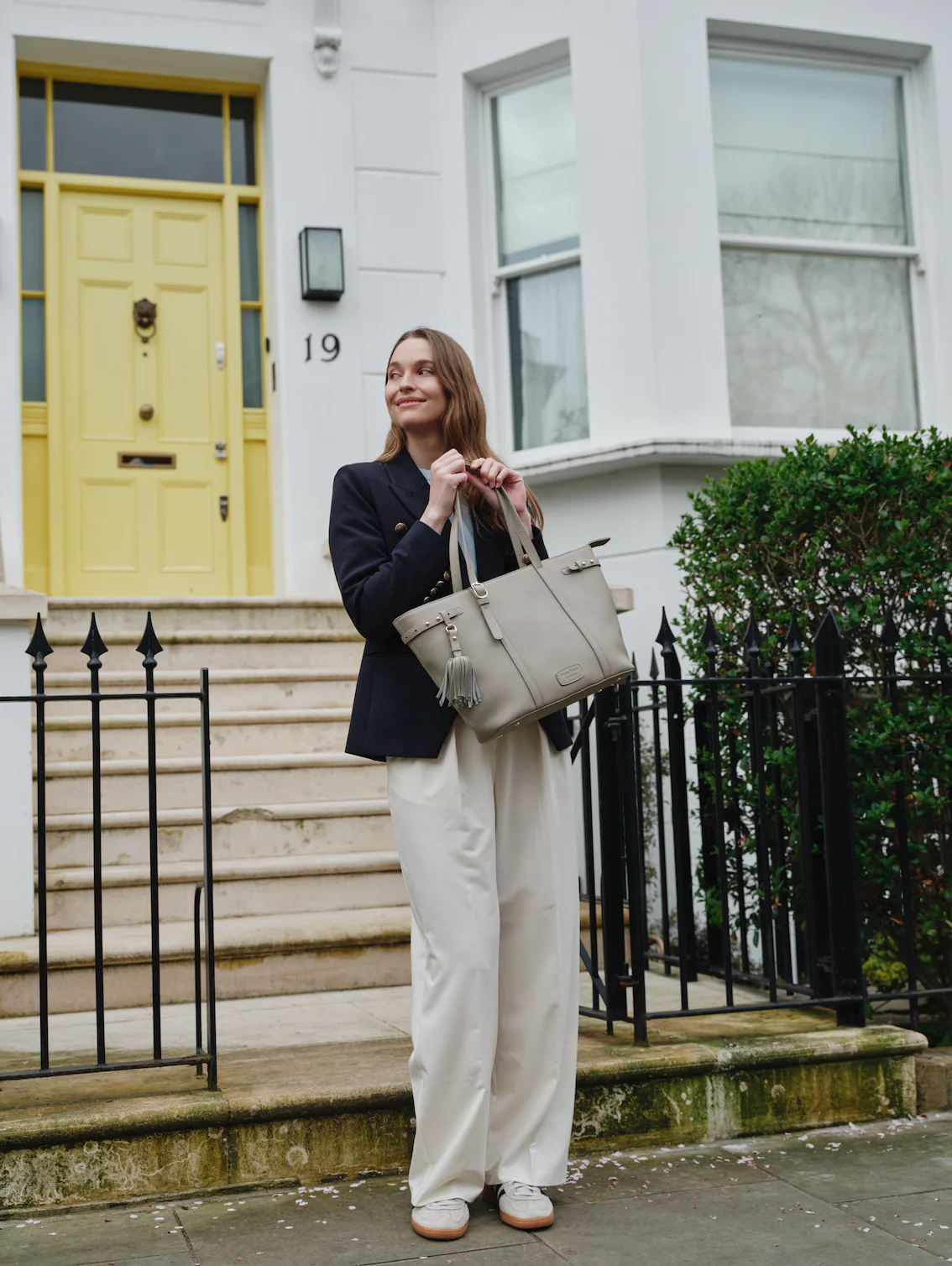 Pom Pom London Pelham Tote Bag Stone - Image 2