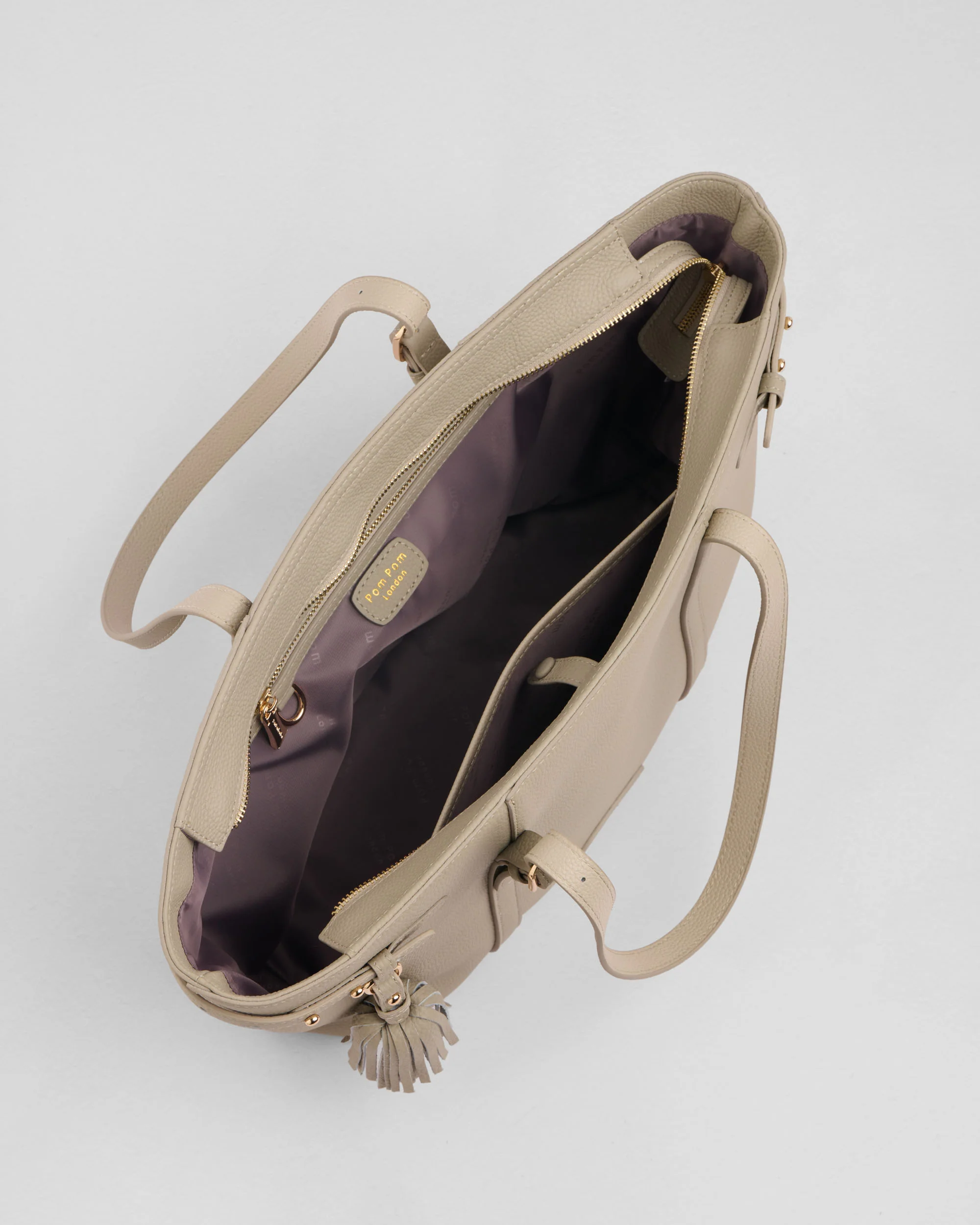 Pom Pom London Pelham Tote Bag Stone - Image 5