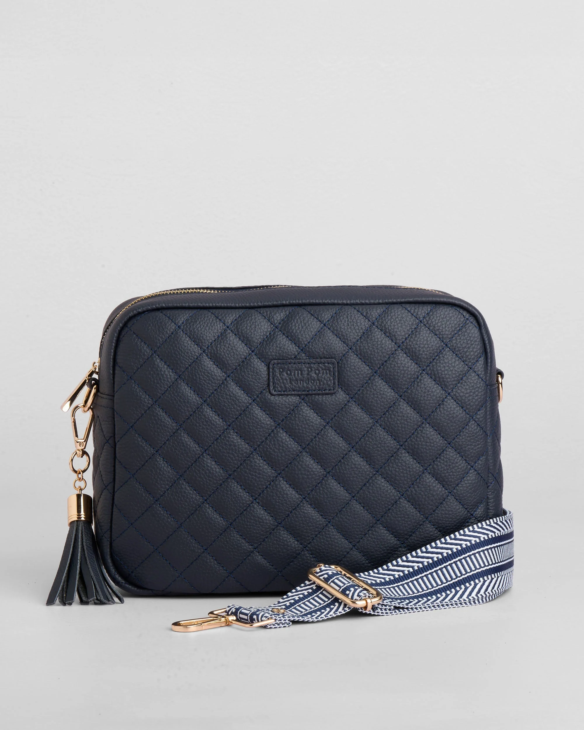 Pom Pom London Quilted City Plus Bag Navy - Image 3