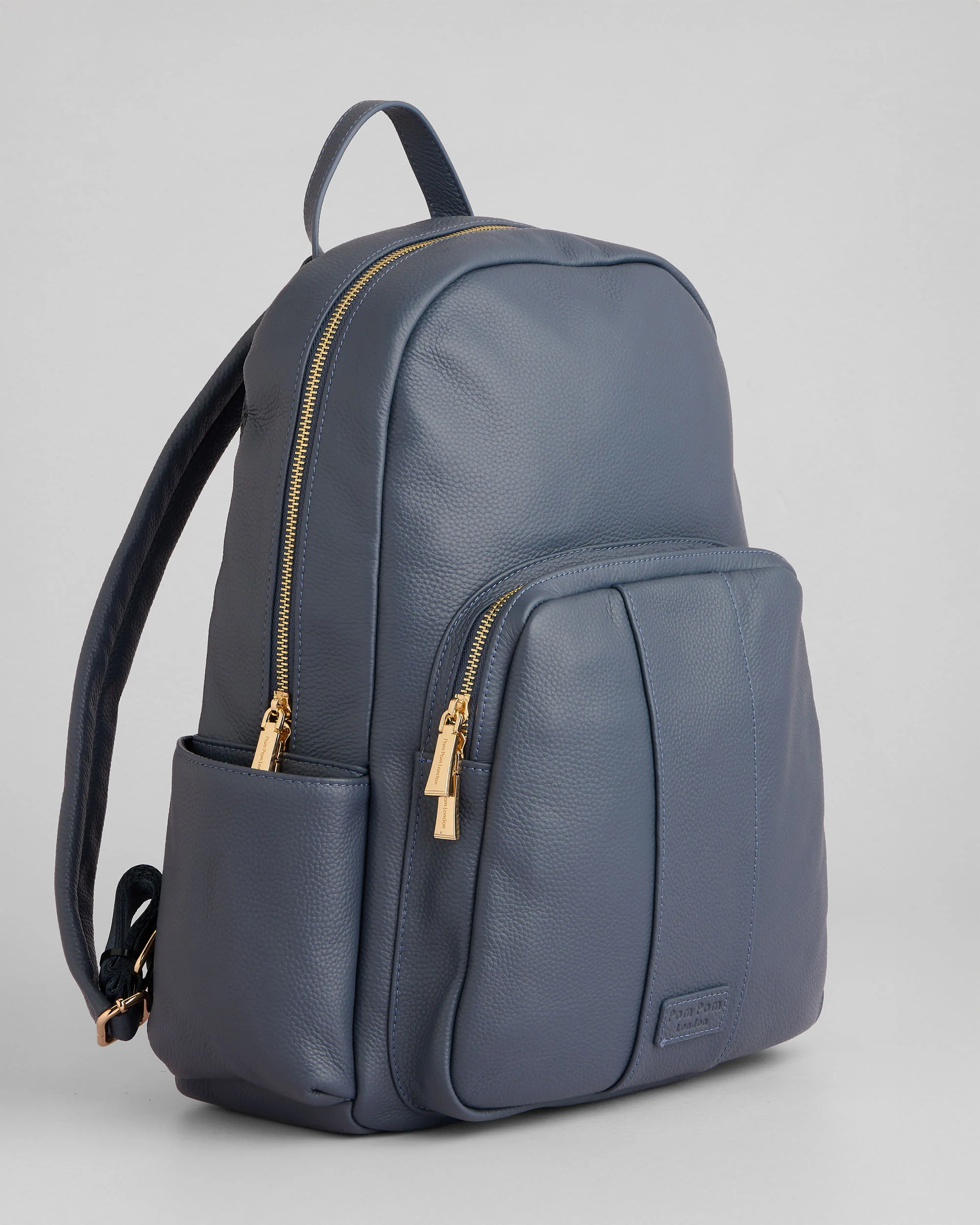 Pom Pom London Richmond Rucksack Slate Blue - Image 3