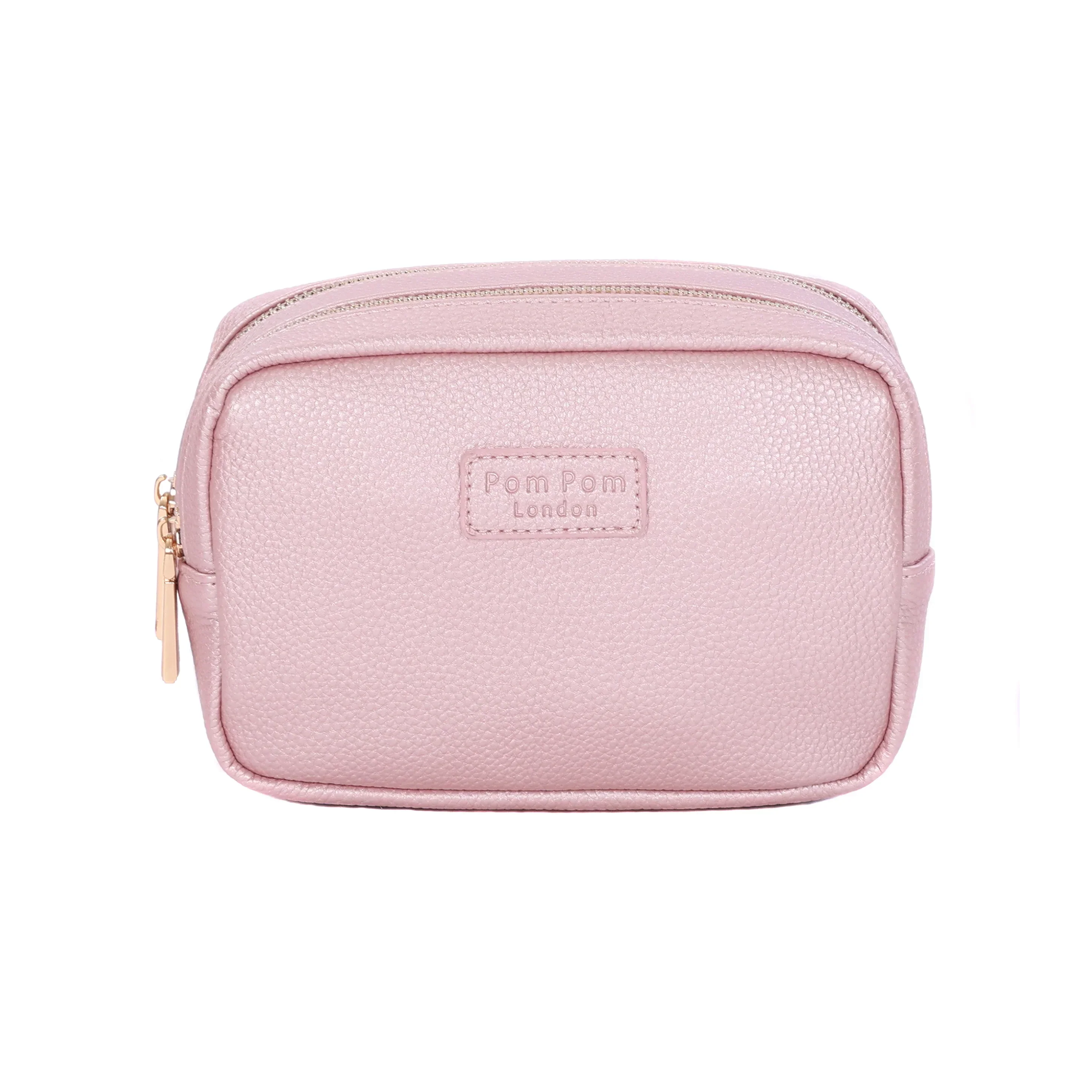 Pom Pom London Small Wash Bag Metallic Pale Pink