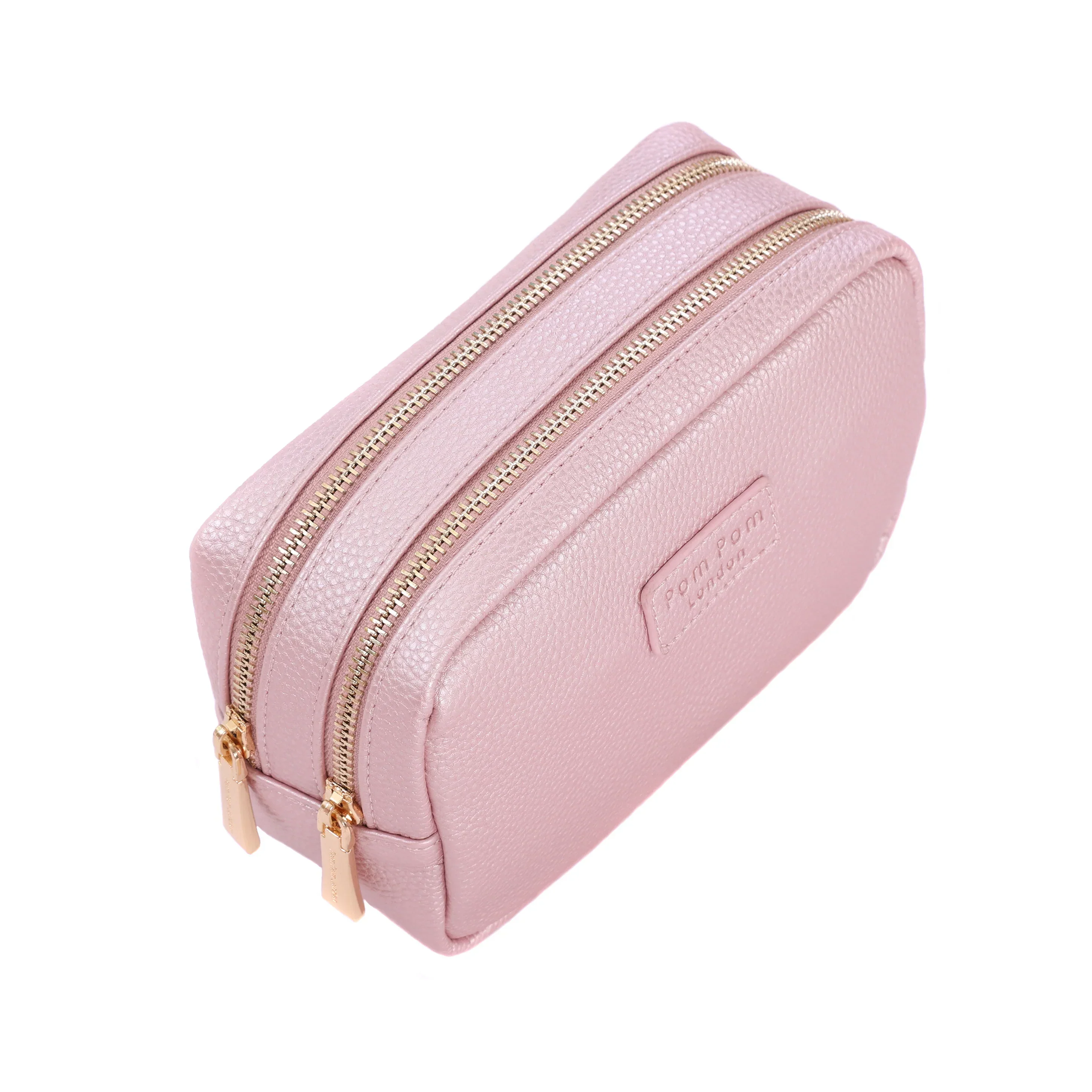 Pom Pom London Small Wash Bag Metallic Pale Pink - Image 2