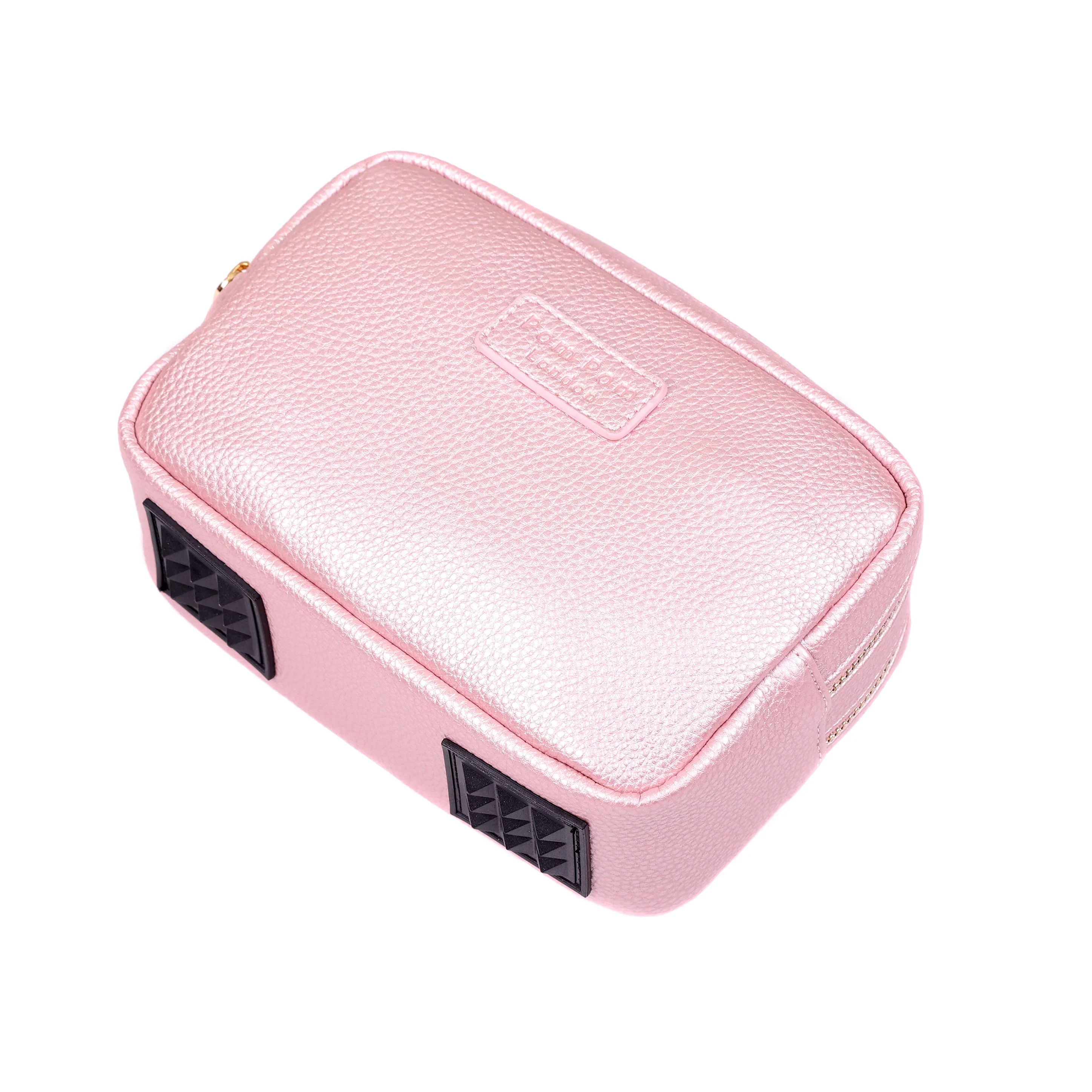 Pom Pom London Small Wash Bag Metallic Pale Pink - Image 3