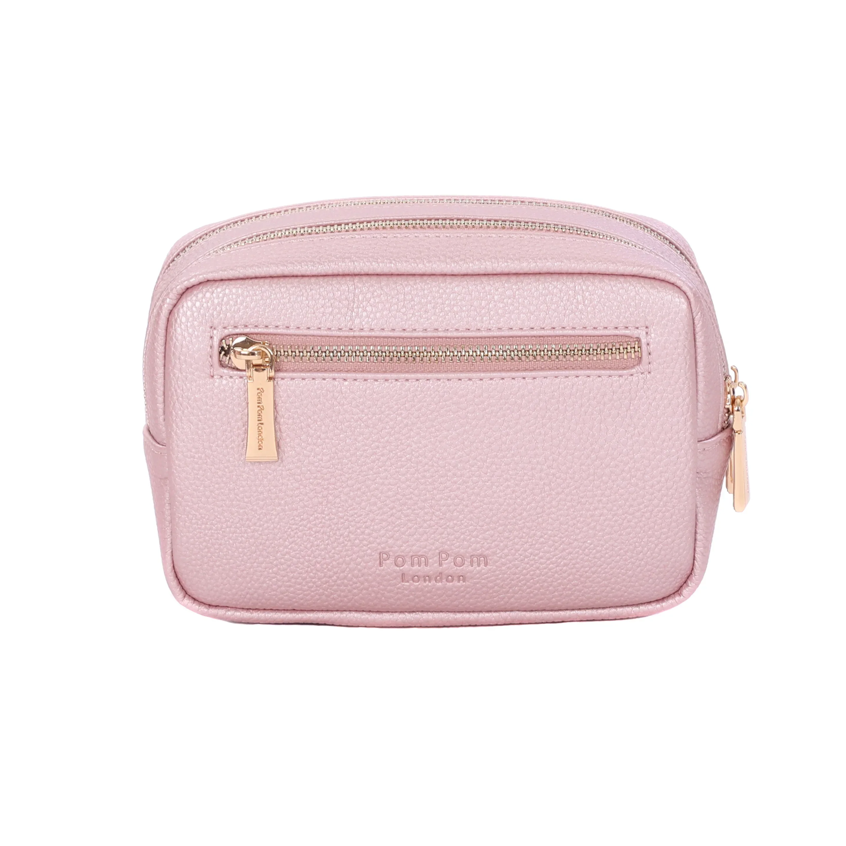 Pom Pom London Small Wash Bag Metallic Pale Pink - Image 5