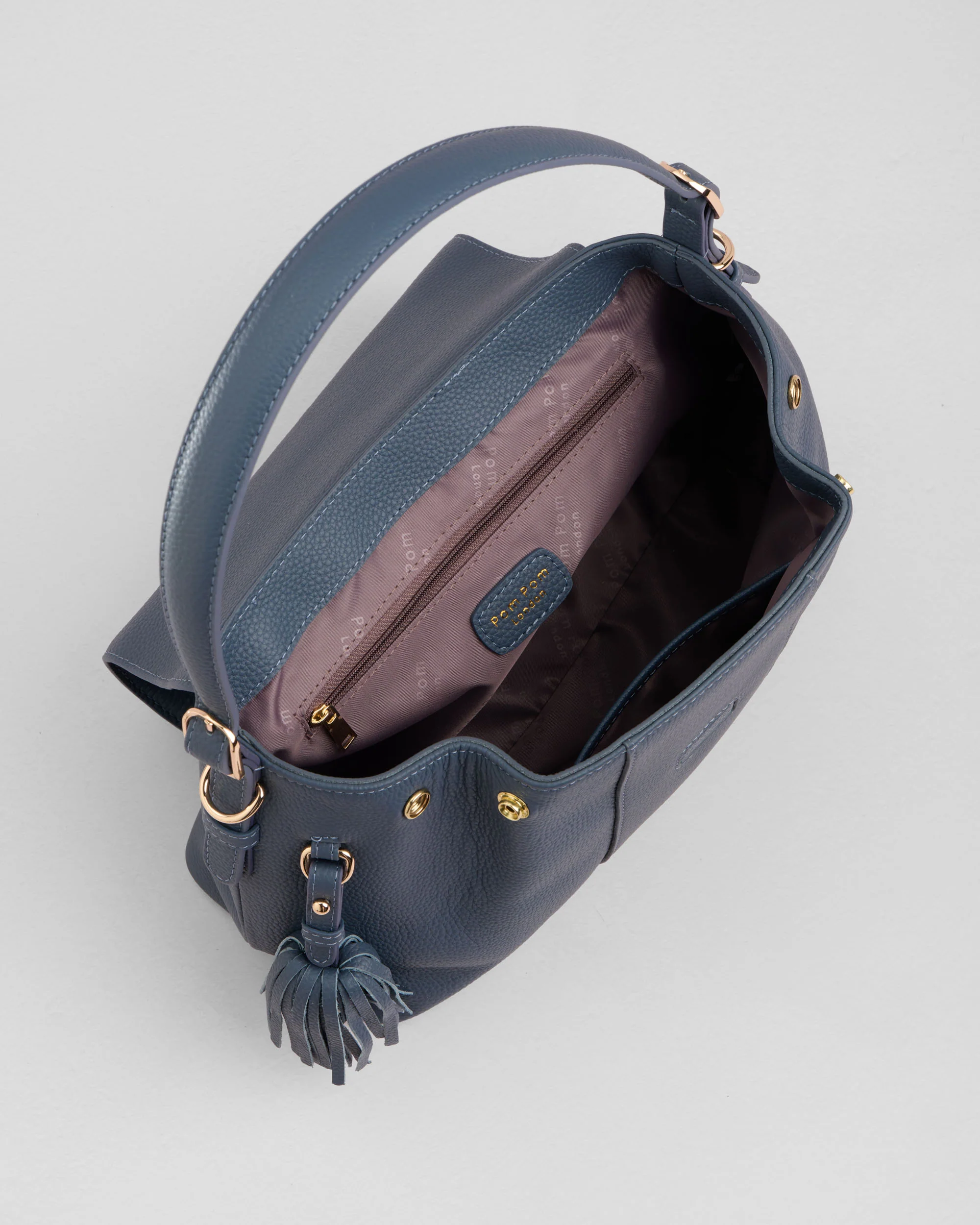 Pom Pom London Strand Bag Slate Blue - Image 5