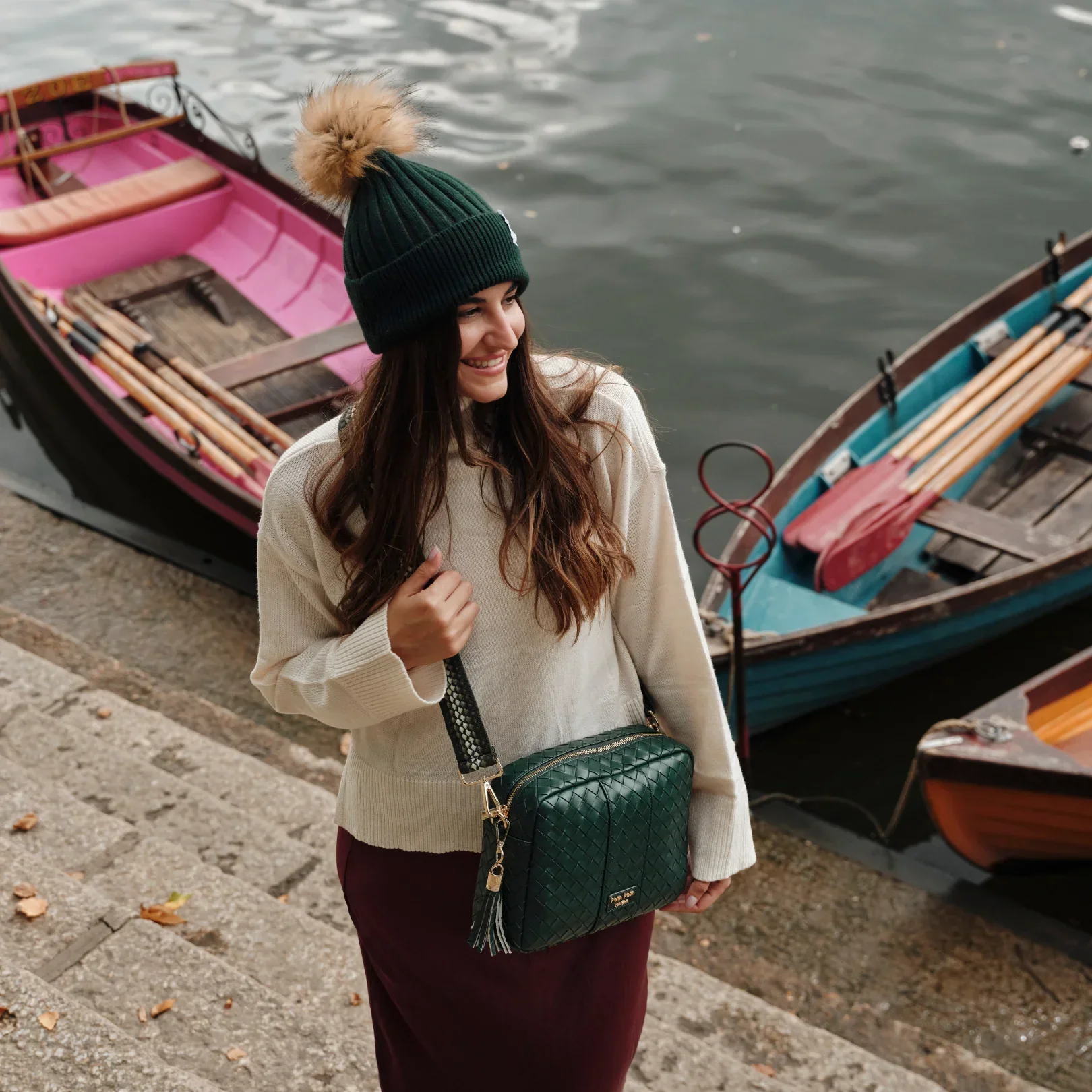 Ribbed Cashmere Hat Green - Image 2