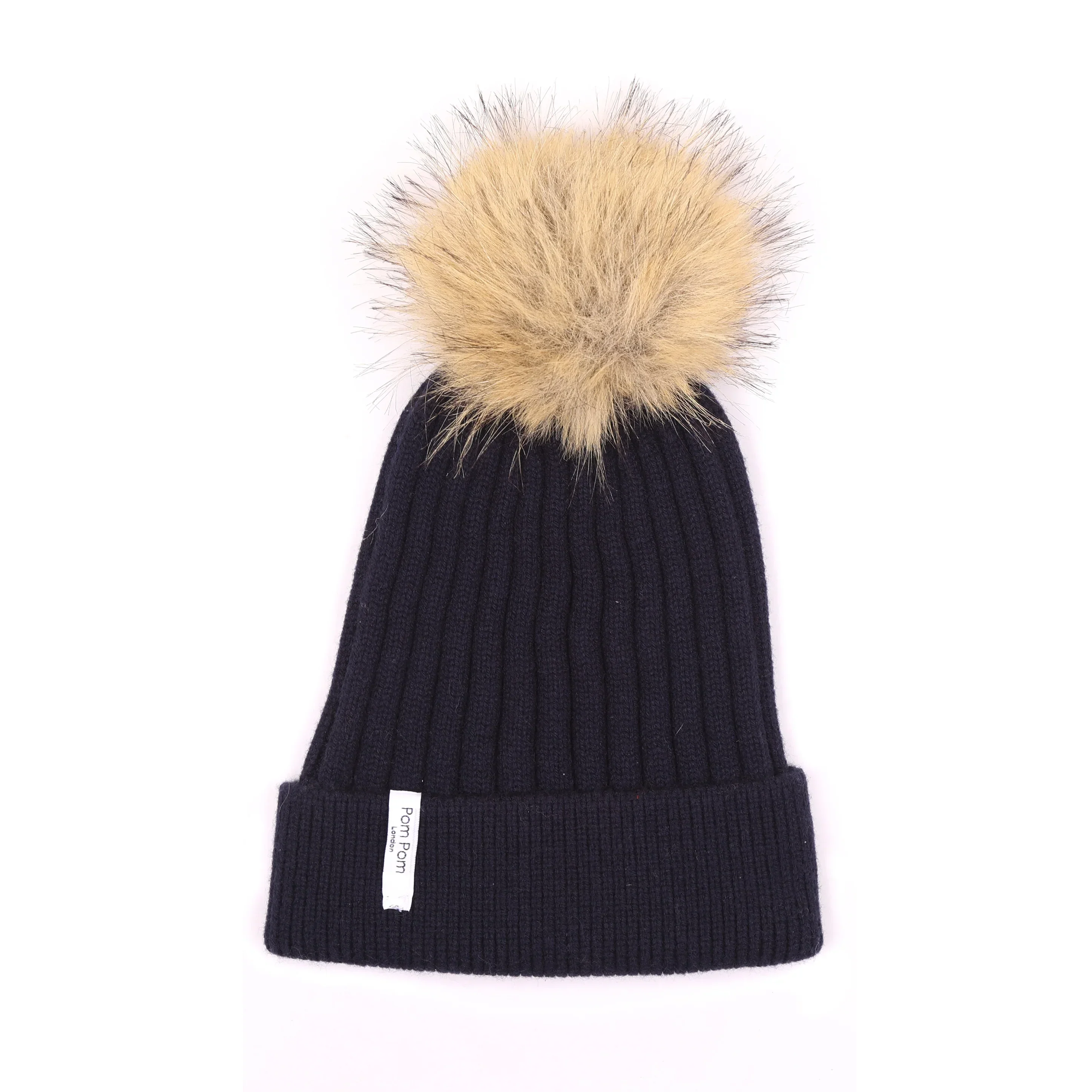 Ribbed Cashmere Hat Navy