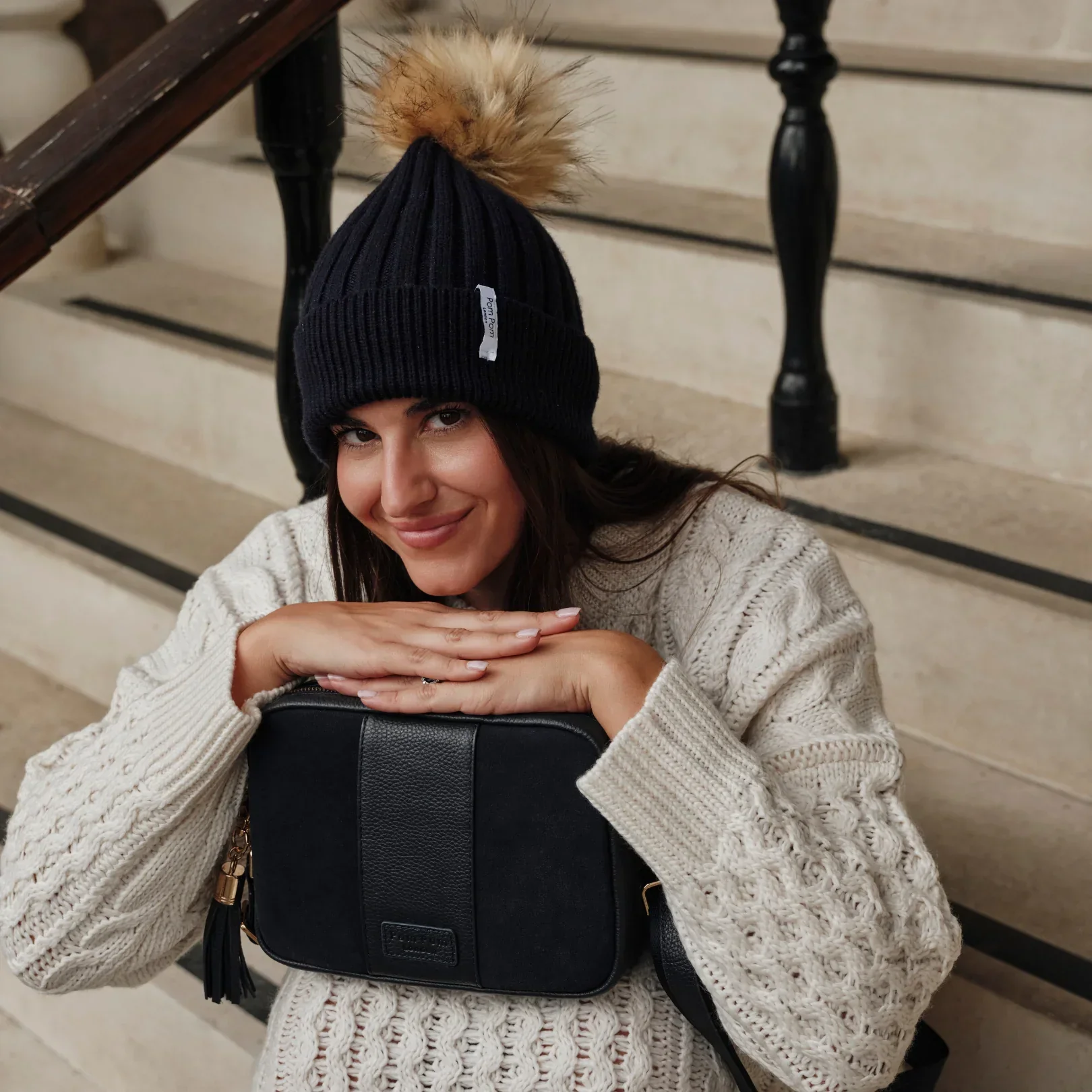 Ribbed Cashmere Hat Navy - Image 2