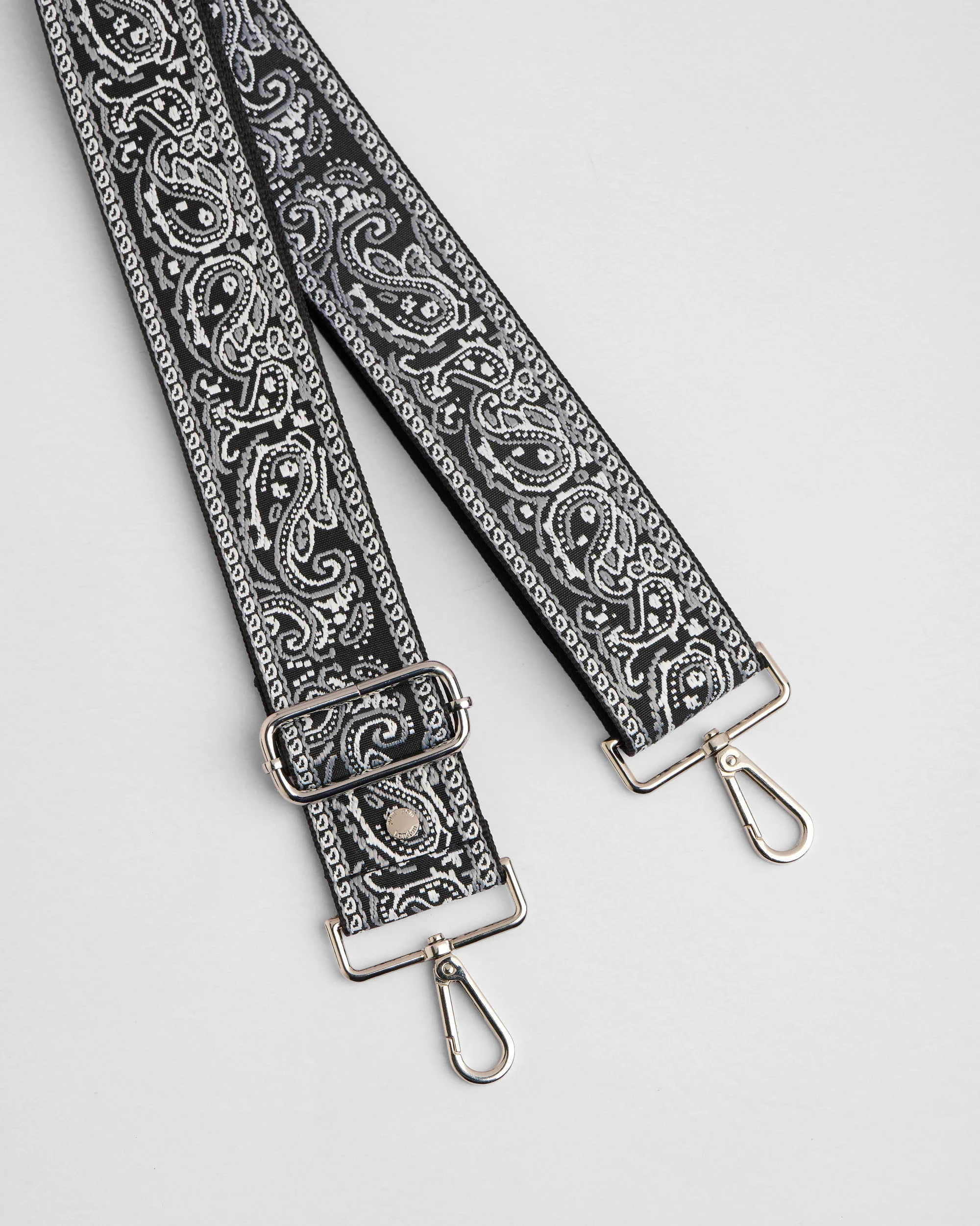 Strap Black Paisley Silver Hardware