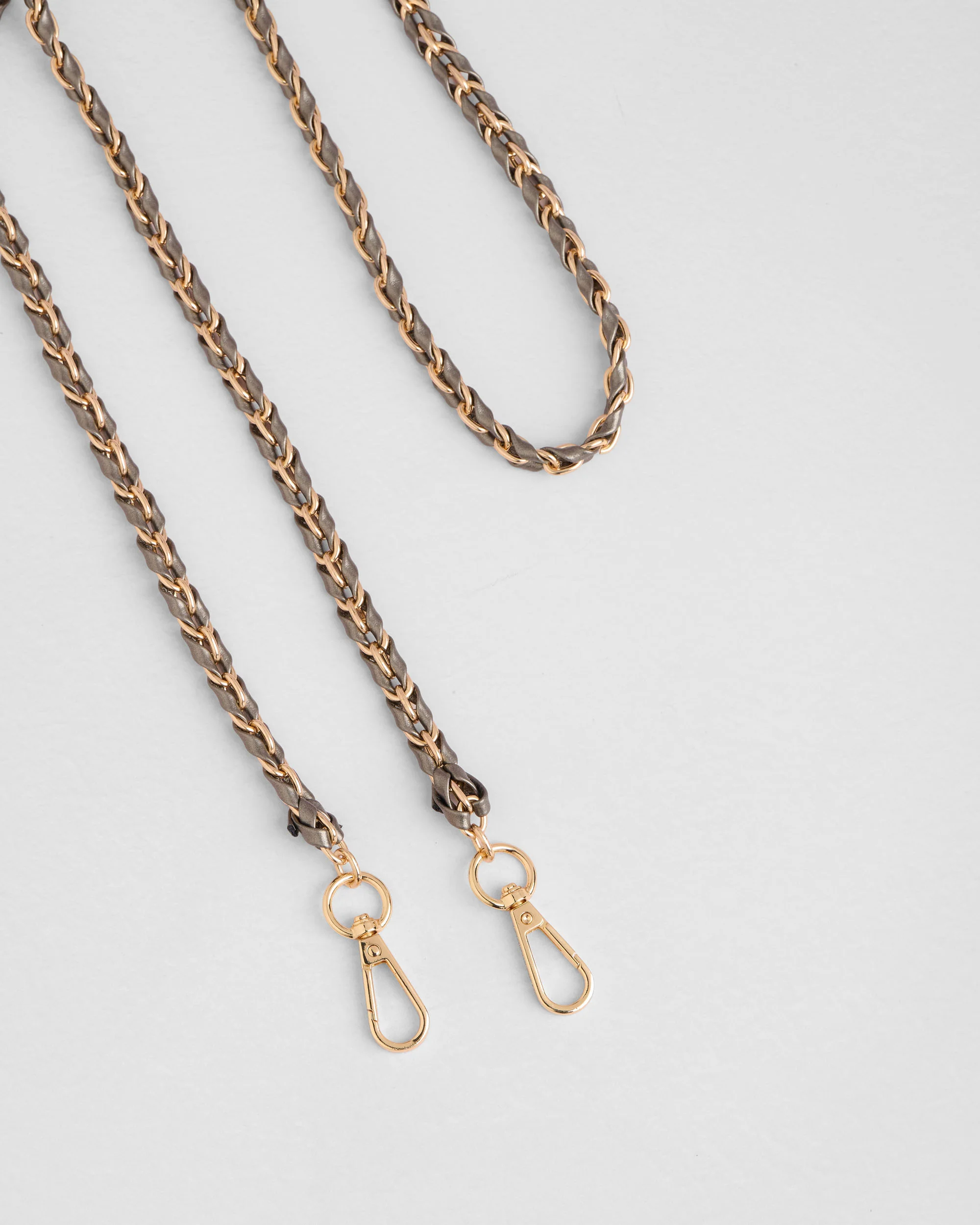Strap Gold Chain Pewter Weave