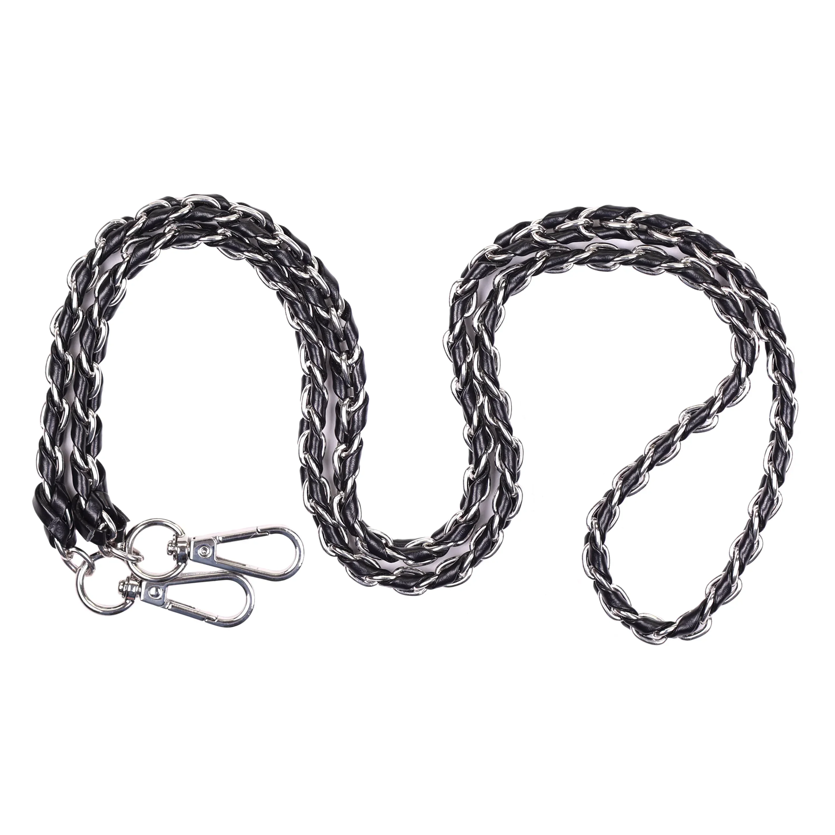 Strap Silver Chain Black Weave